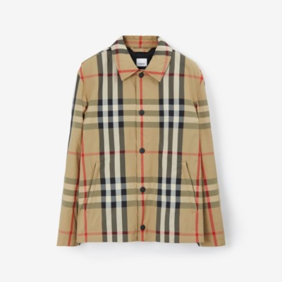 Burberry Check-pattern Shirt Jacket In Archive Beige