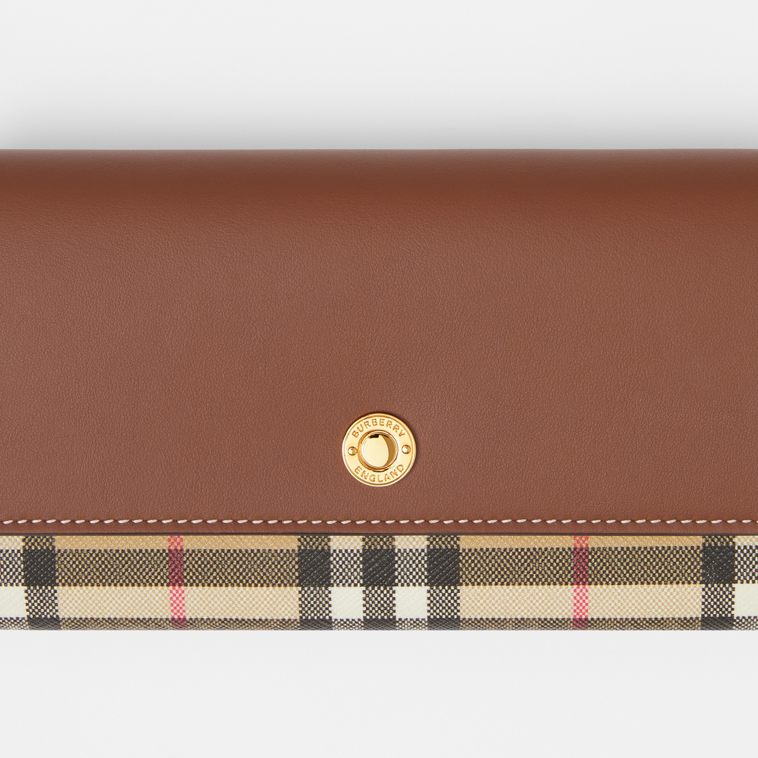 Vintage Check and Leather Continental Wallet in Tan - Women | Burberry® Official - 2