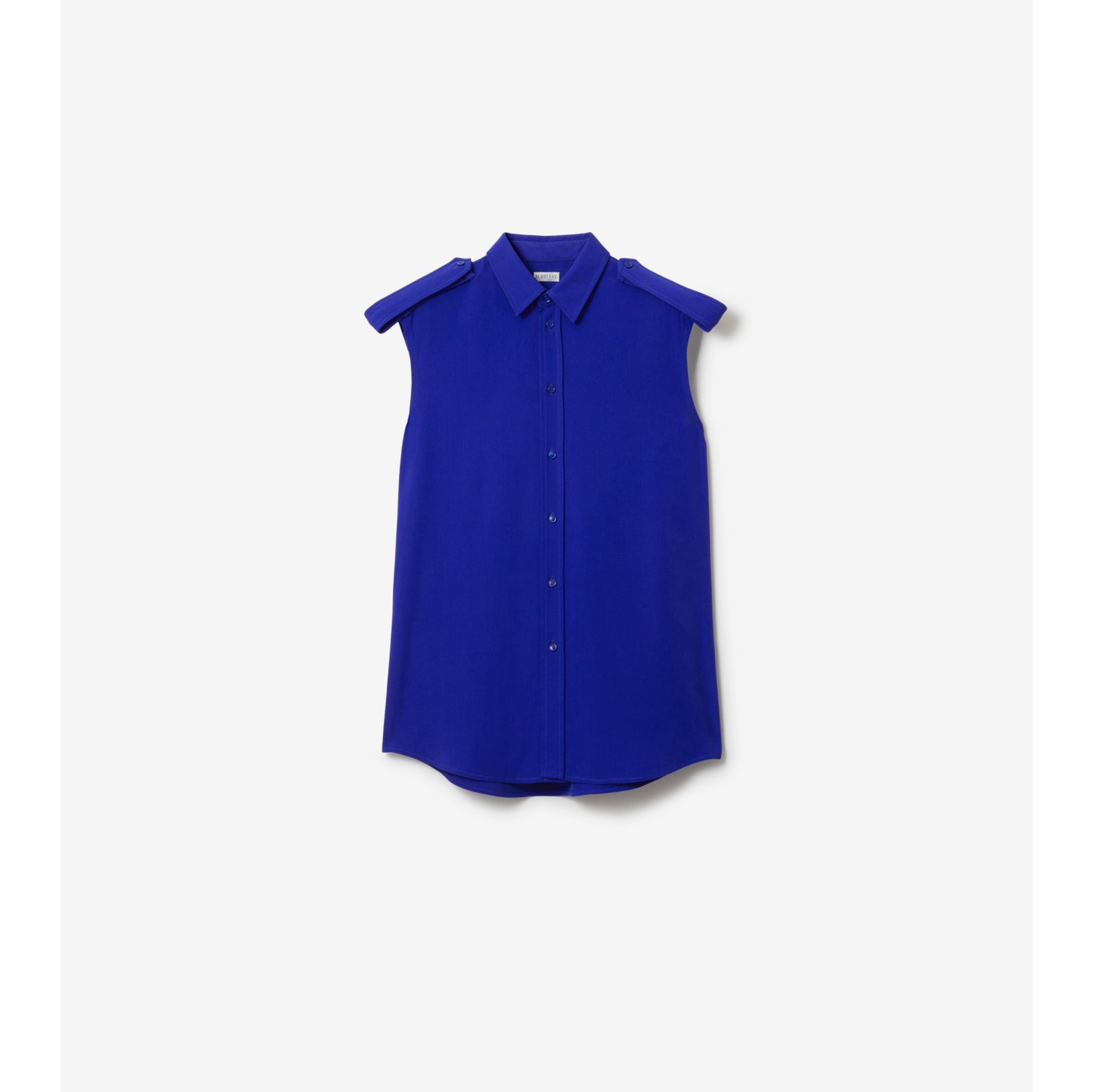 スリーブレス シルクシャツ (ナイト) | Burberry®公式サイト