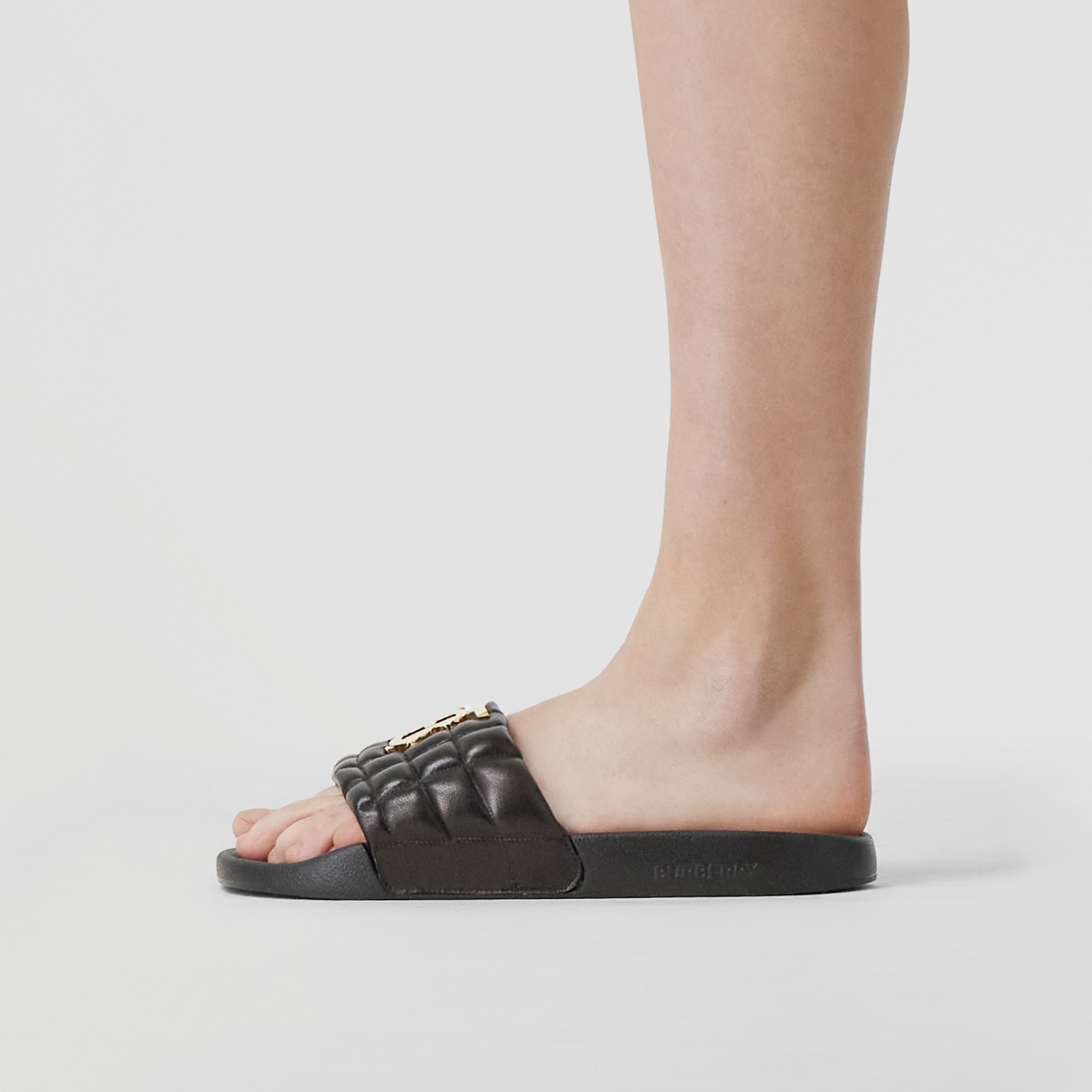 Quilted Black Slides