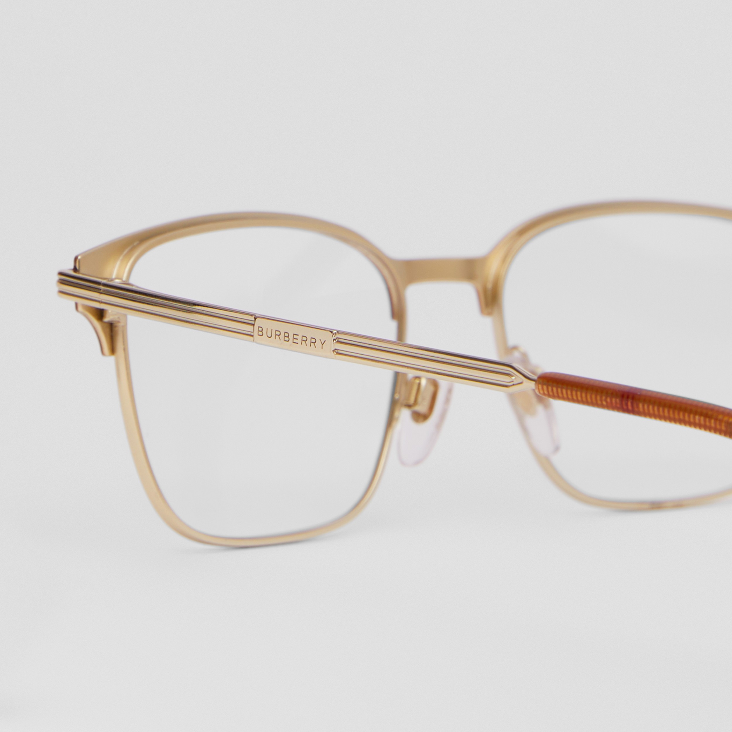 Rectangular Optical Frames in Birch Brown/light Gold - Men | Burberry® Official - 2
