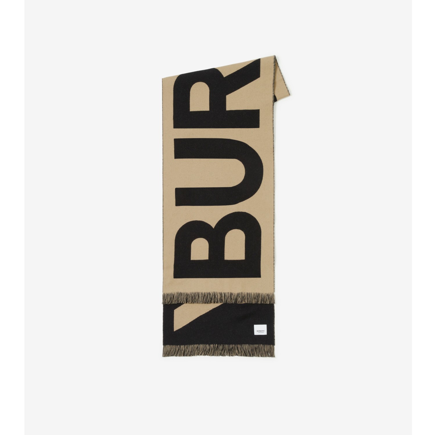 Sciarpa in lana con logo (Beige archivio) | Sito ufficiale Burberry®