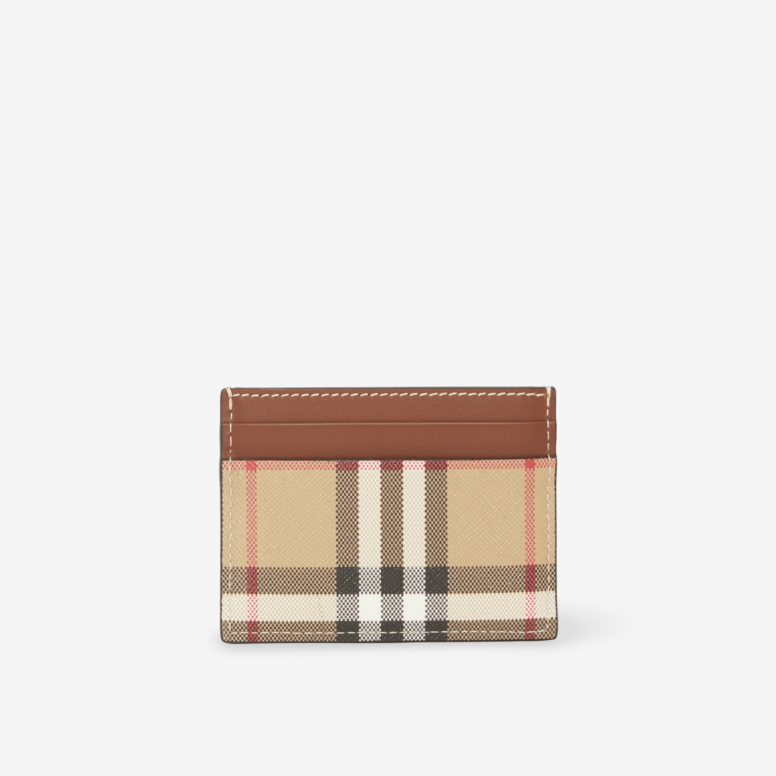 Vintage Check and Leather Card Case in Tan - Women | Burberry® Official - 3