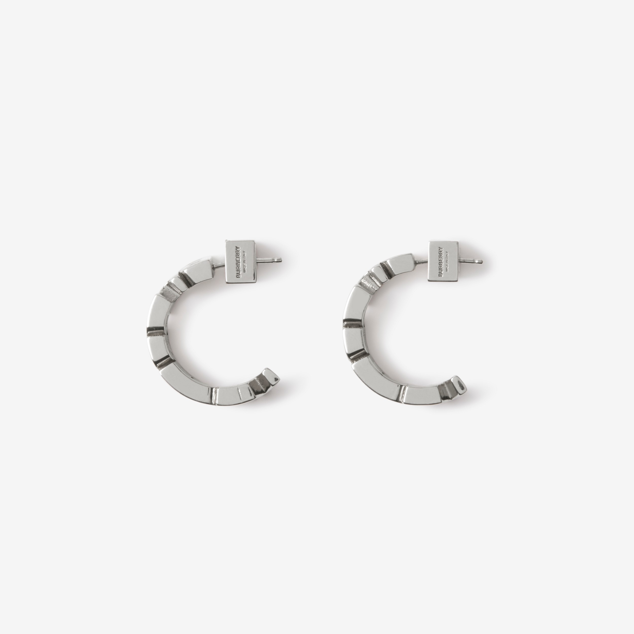 Palladium-plated Logo Hoop Earrings - Women | Burberry® Official - 3