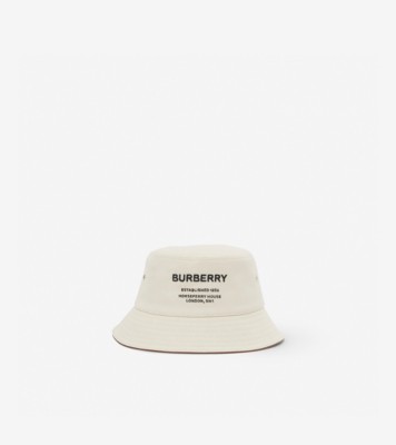 Horseferry Motif Cotton Bucket Hat in Natural | Burberry® Official