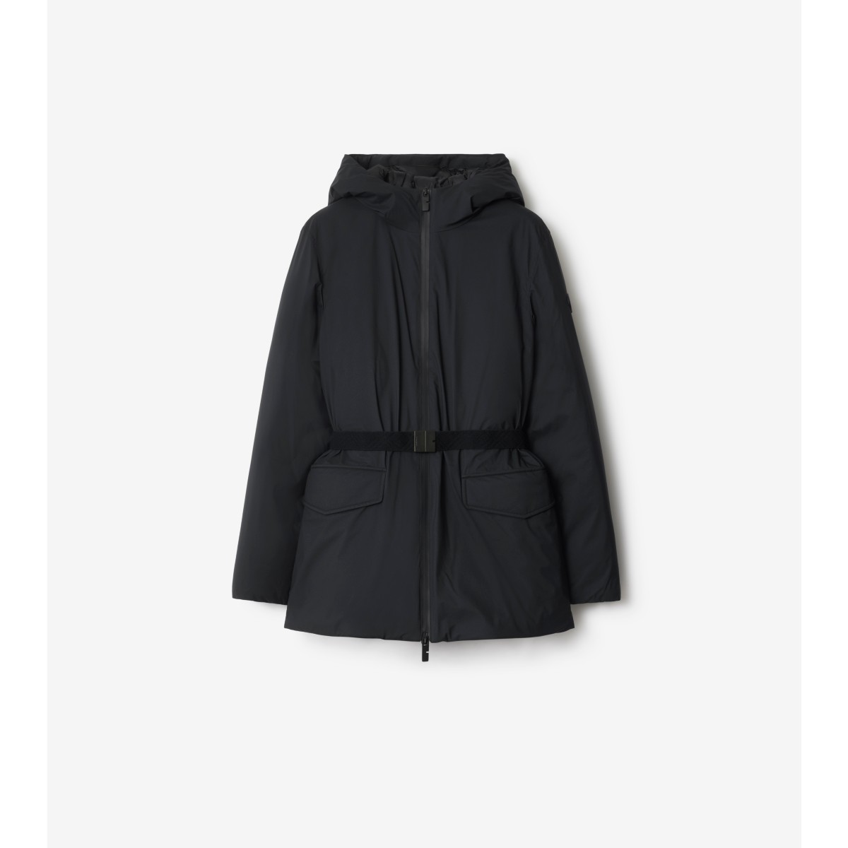  Check Short Hooded Nylon Coat