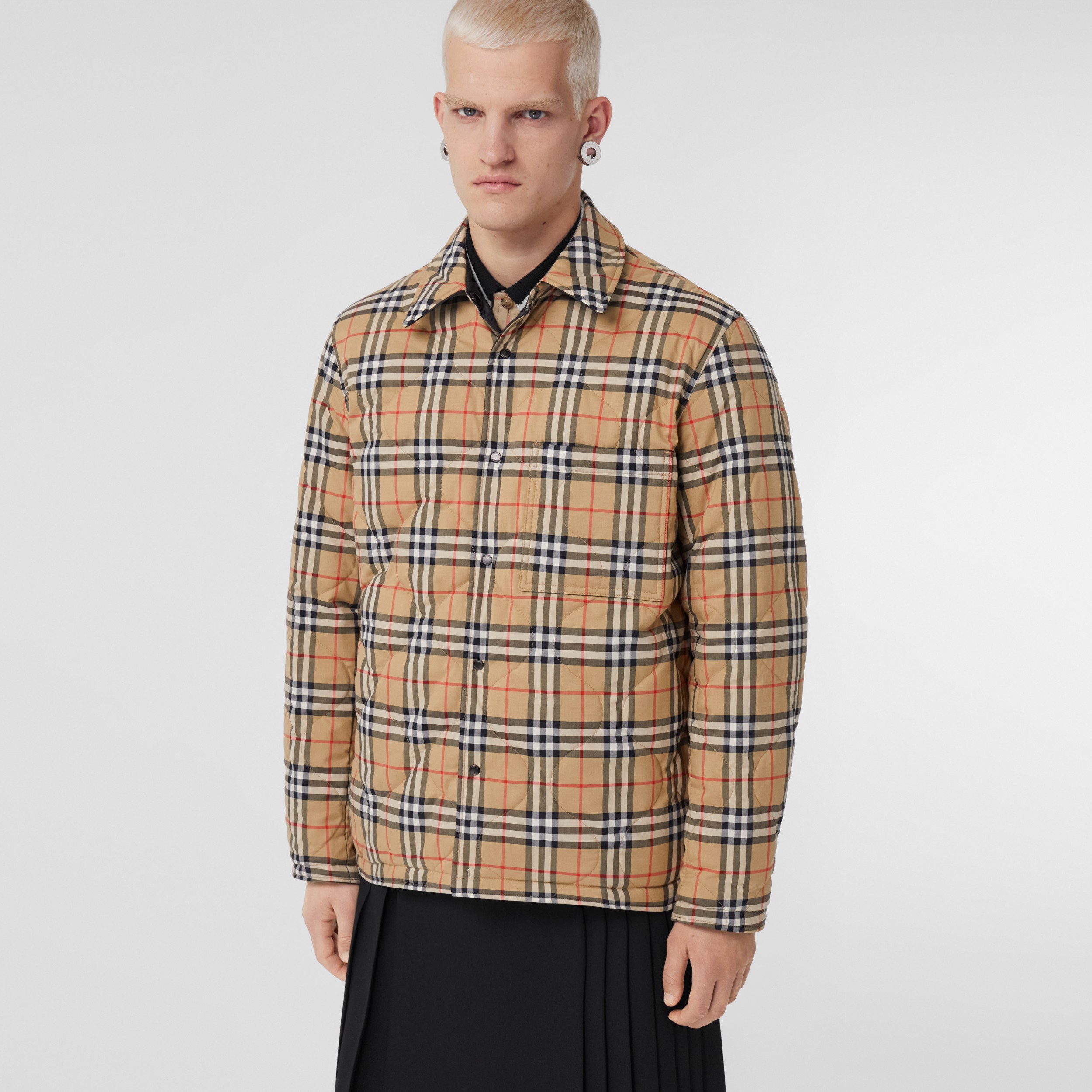 Reversible Vintage Check Thermoregulated Overshirt in Black | Burberry ...