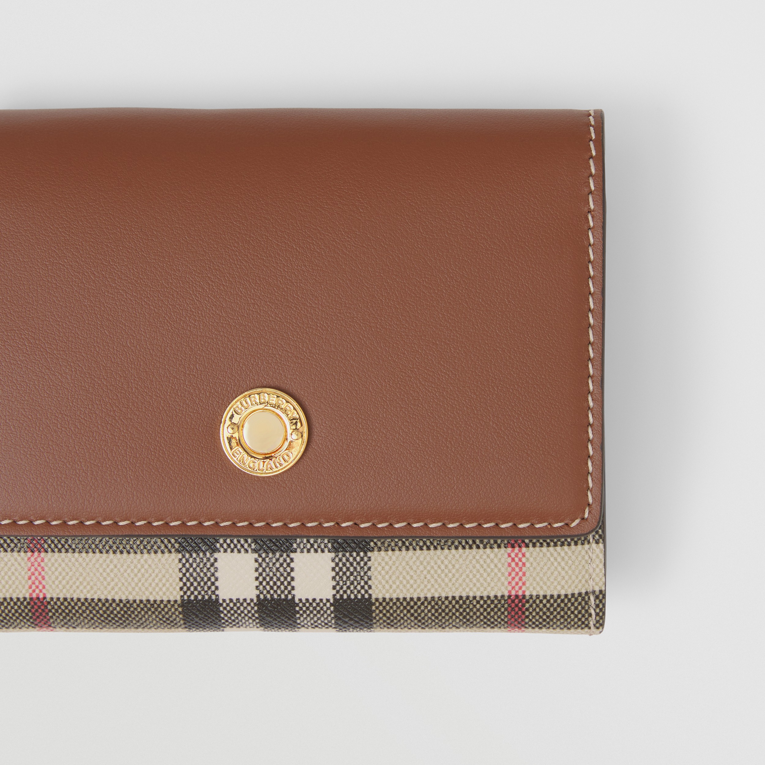 Small Check E-canvas and Leather Folding Wallet in Tan - Women | Burberry® Official - 2