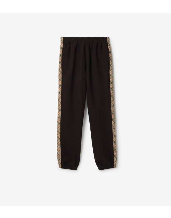 Check Trim Cotton Jogging Pants