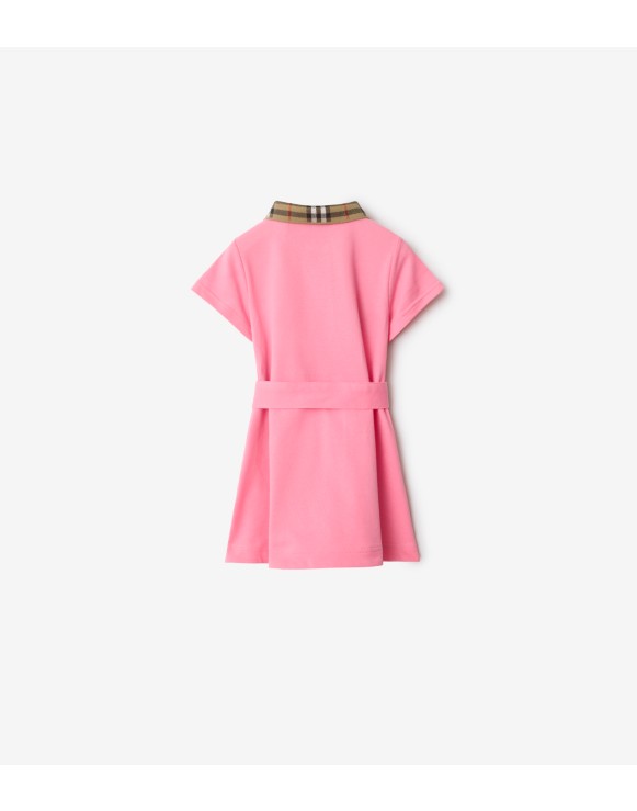 Vestido estilo camisa polo de algodão com colarinho Check