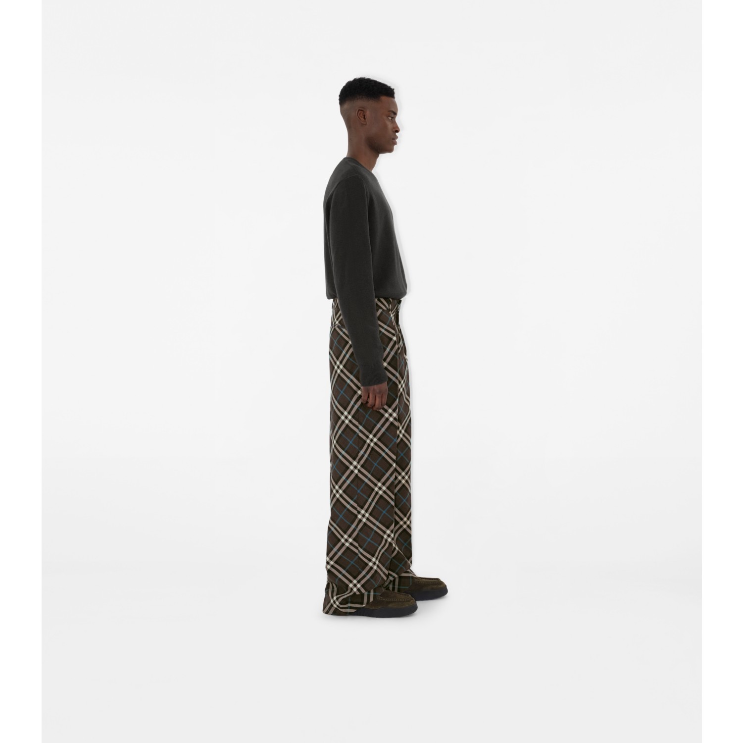 Check Wool Blend Tailored Trousers