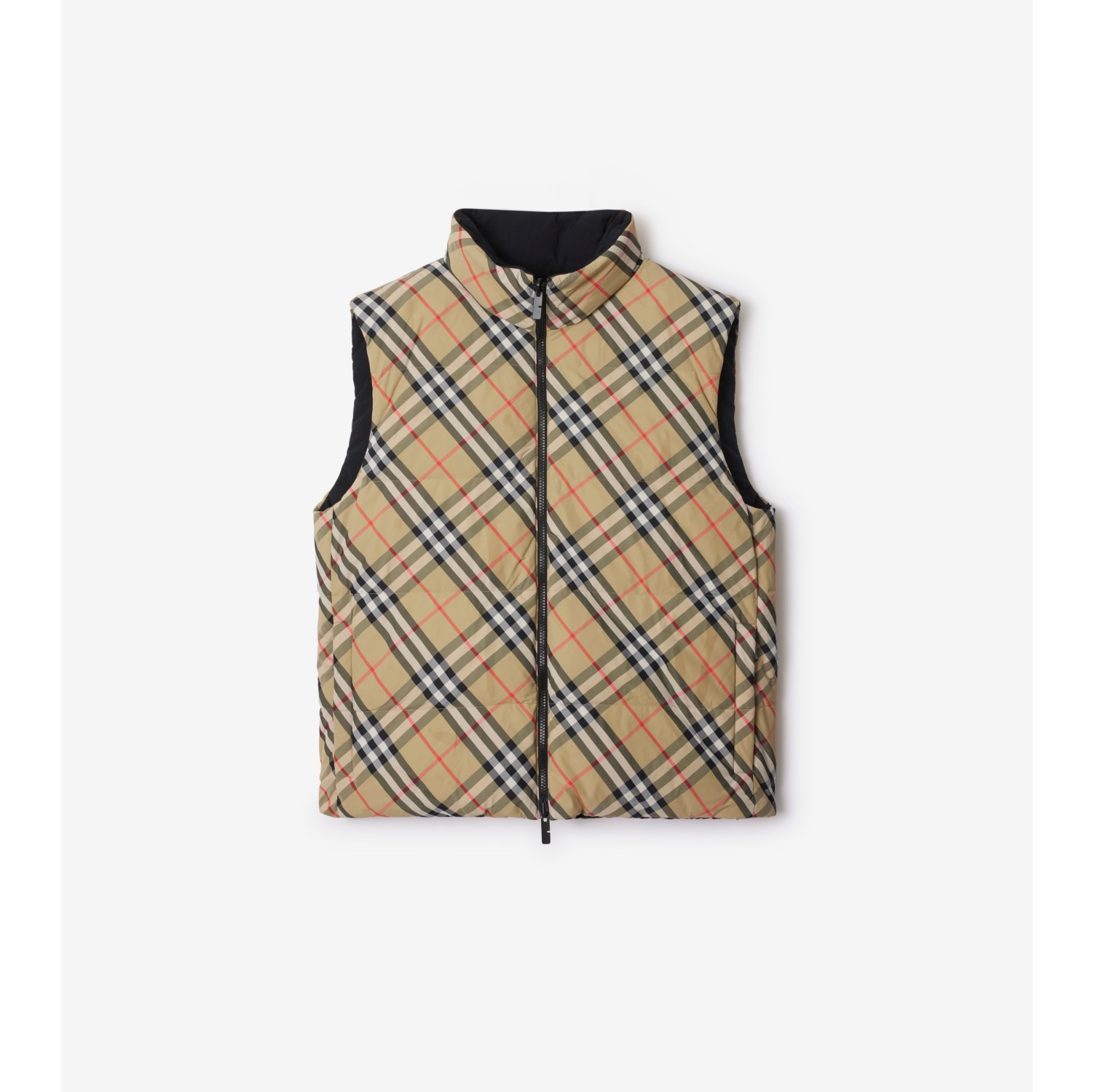 Reversible Check Nylon Padded Gilet