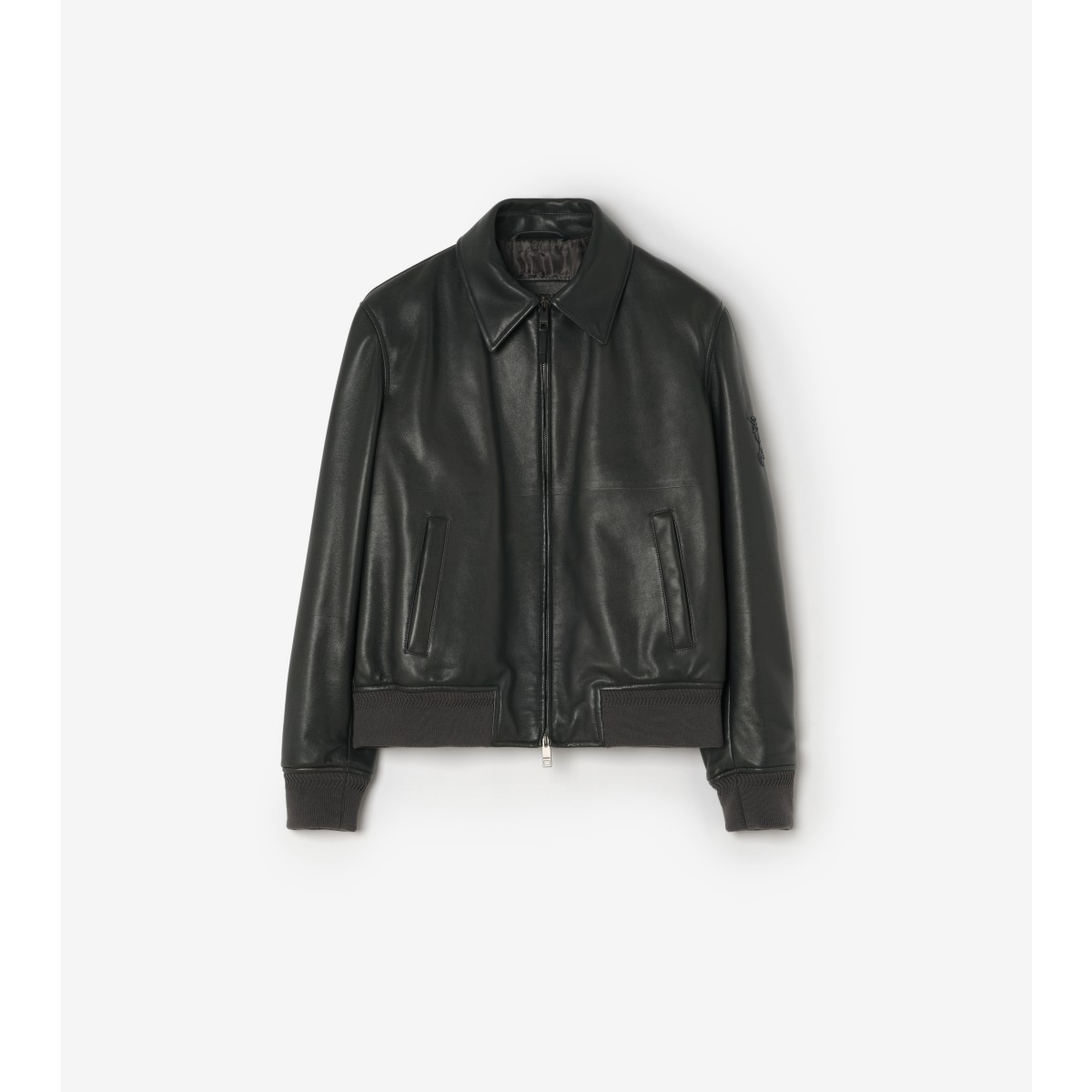  Check Leather Bloomsbury Bomber Jacket