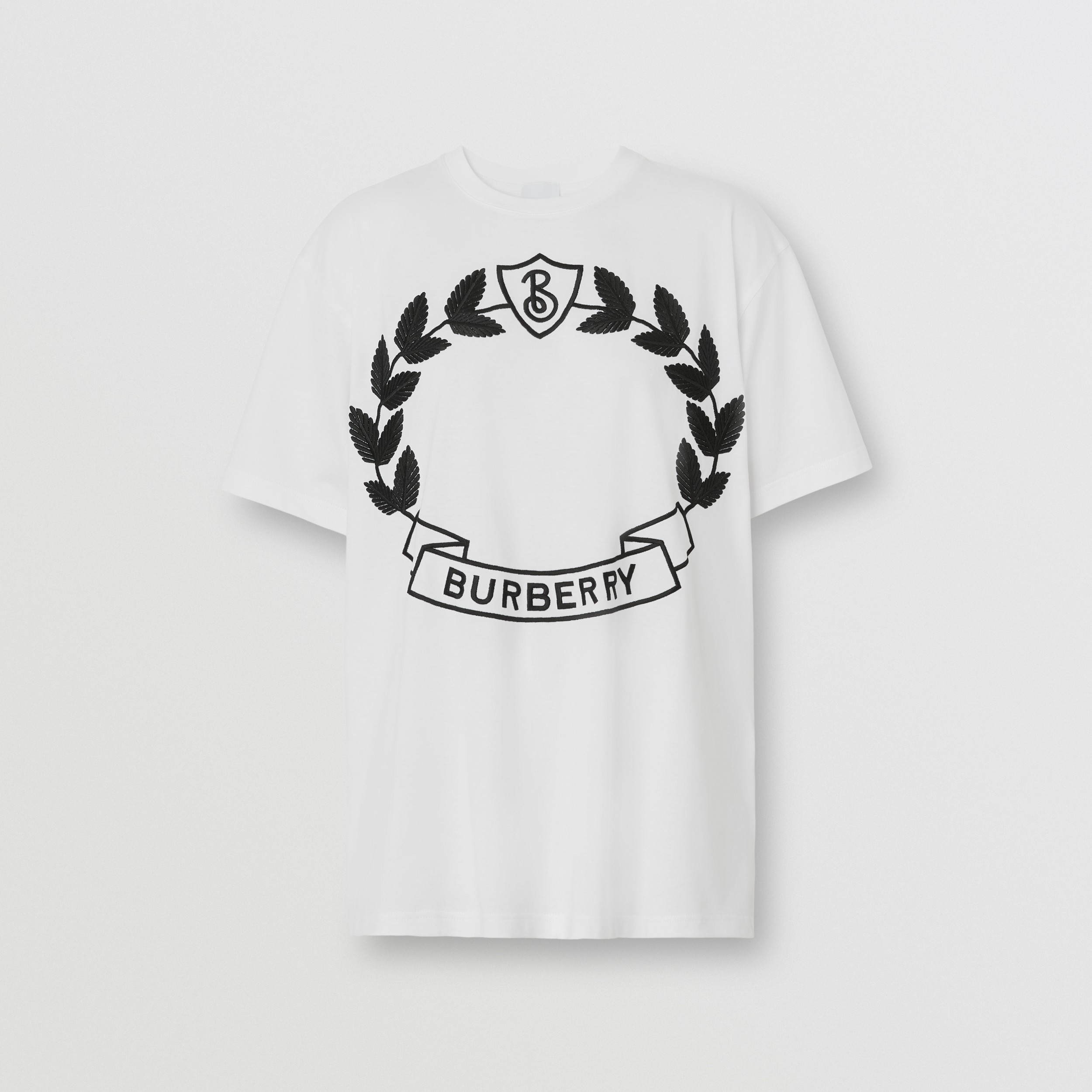 Oak Leaf Crest Motif Cotton Oversized T-shirt in White - Women | Burberry® Official - 4