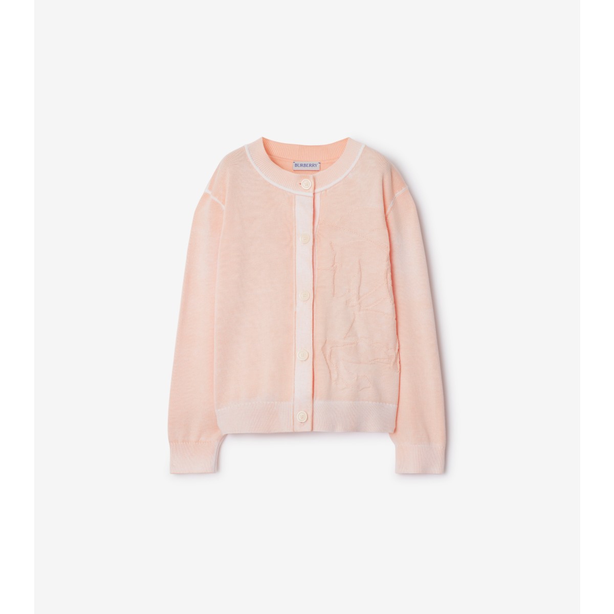 Burberry Childrens Ekd Cotton Cardigan In Dusty Pink