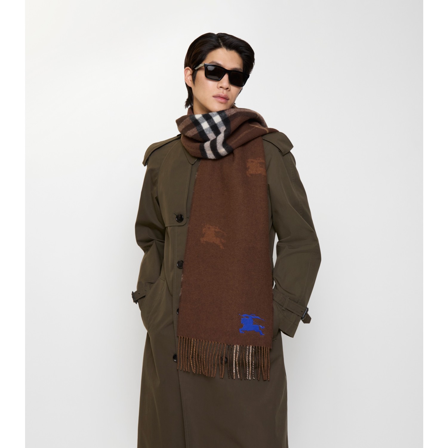 Reversible EKD Check Cashmere Scarf in Treacle brown | Burberry® Official