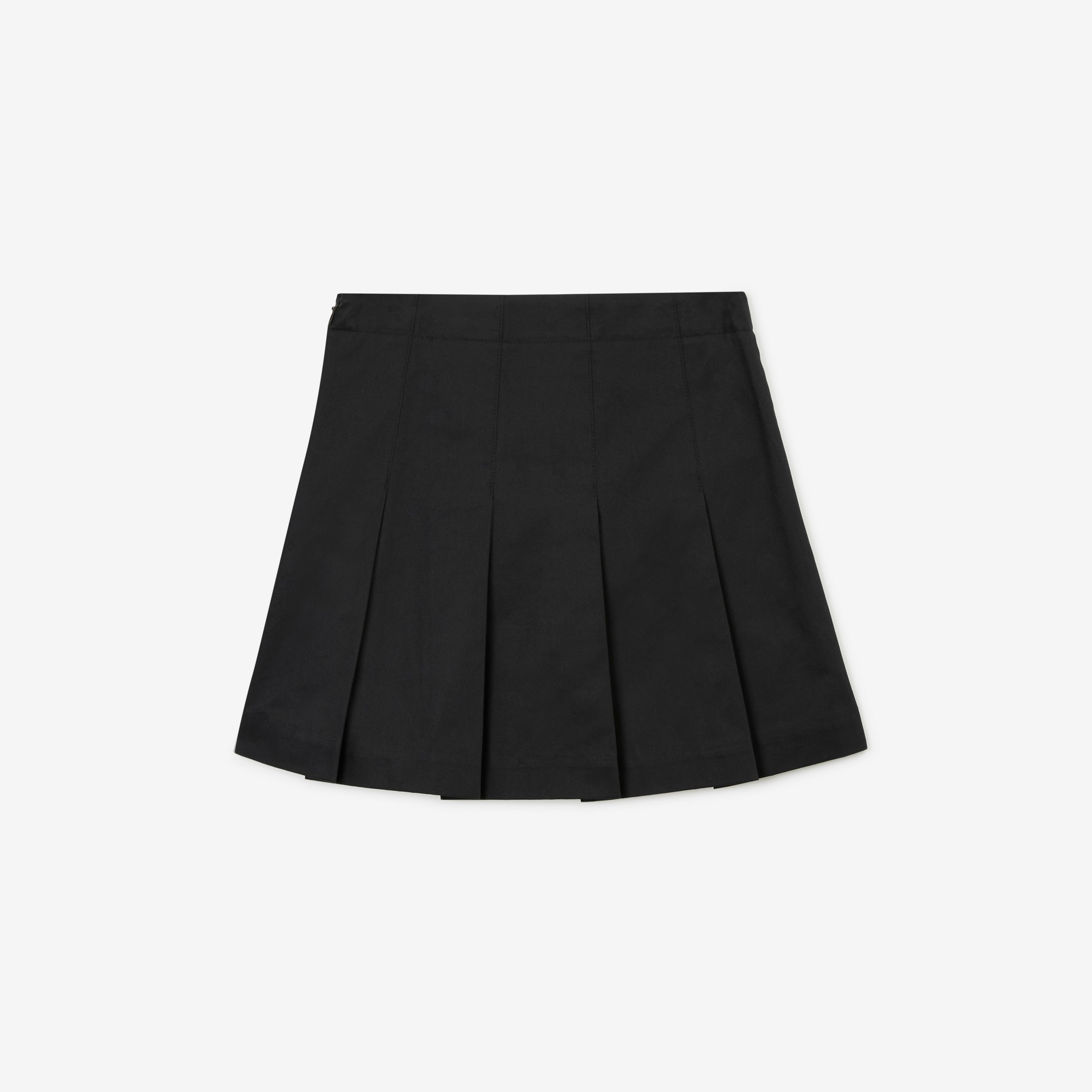 EKD Motif Cotton Twill Pleated Skirt in Black | Burberry® Official - 2