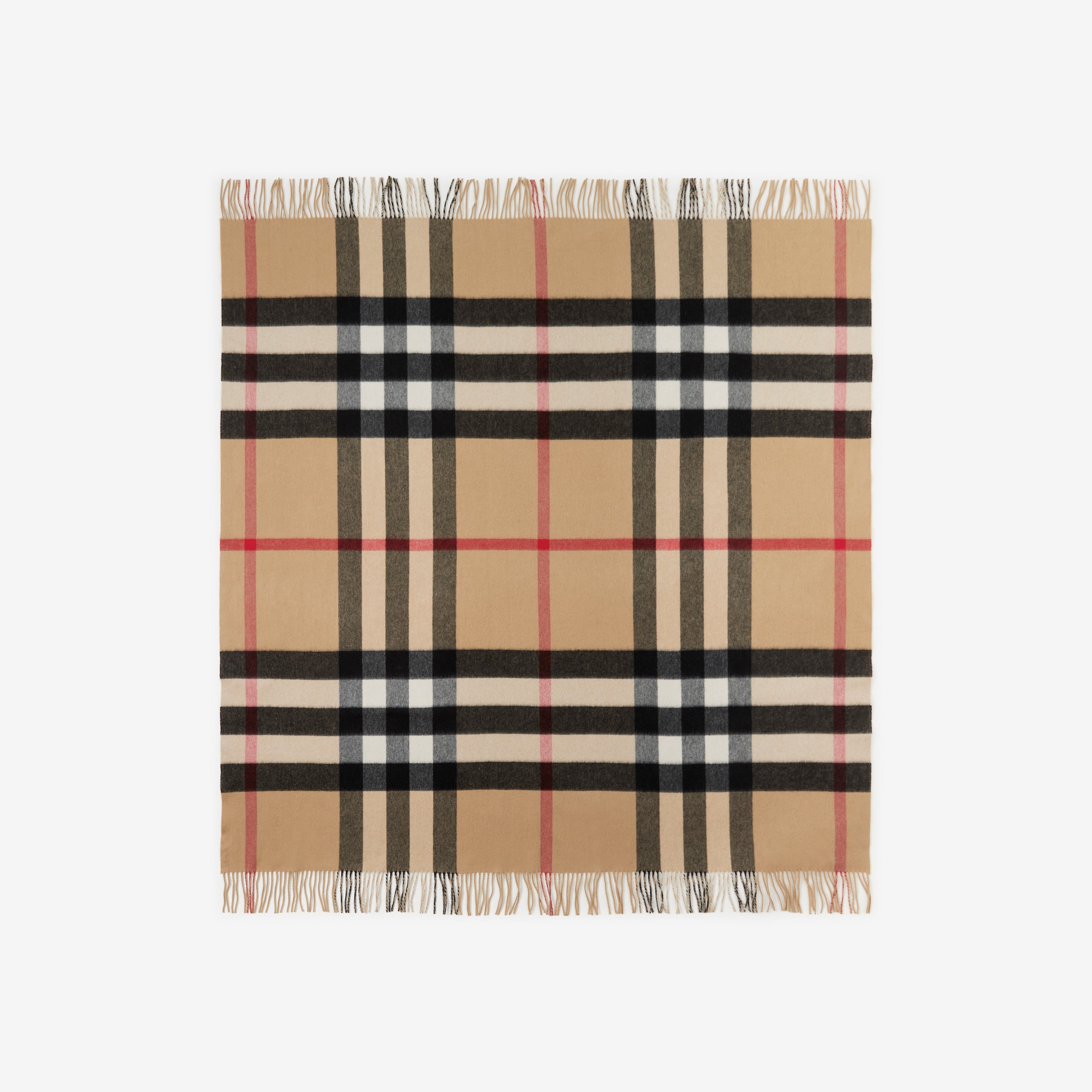 Exaggerated Check Cashmere Blanket in Archive Beige | Burberry® Official - 1
