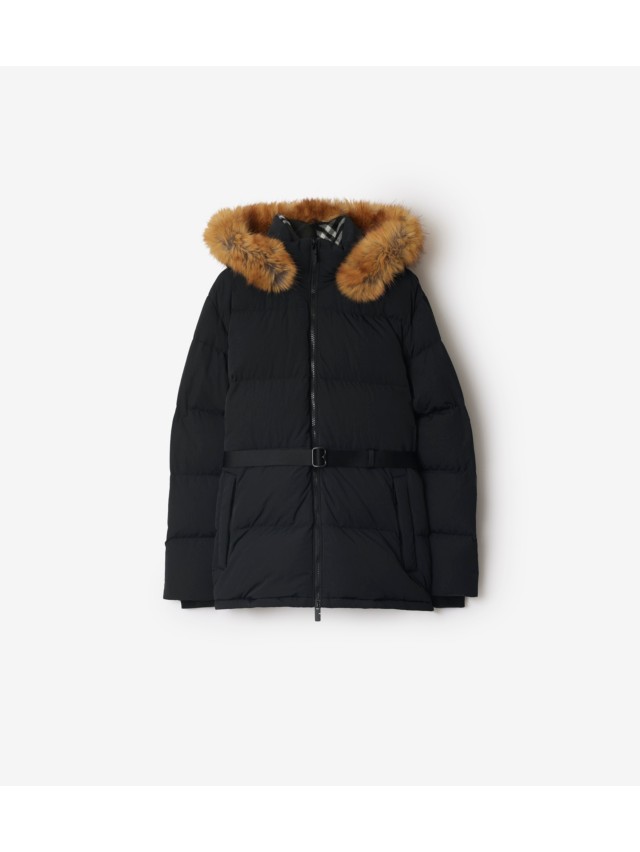 Burberry ダウン ノバチェック ベージュ フード ロゴボタン 肉厚 M