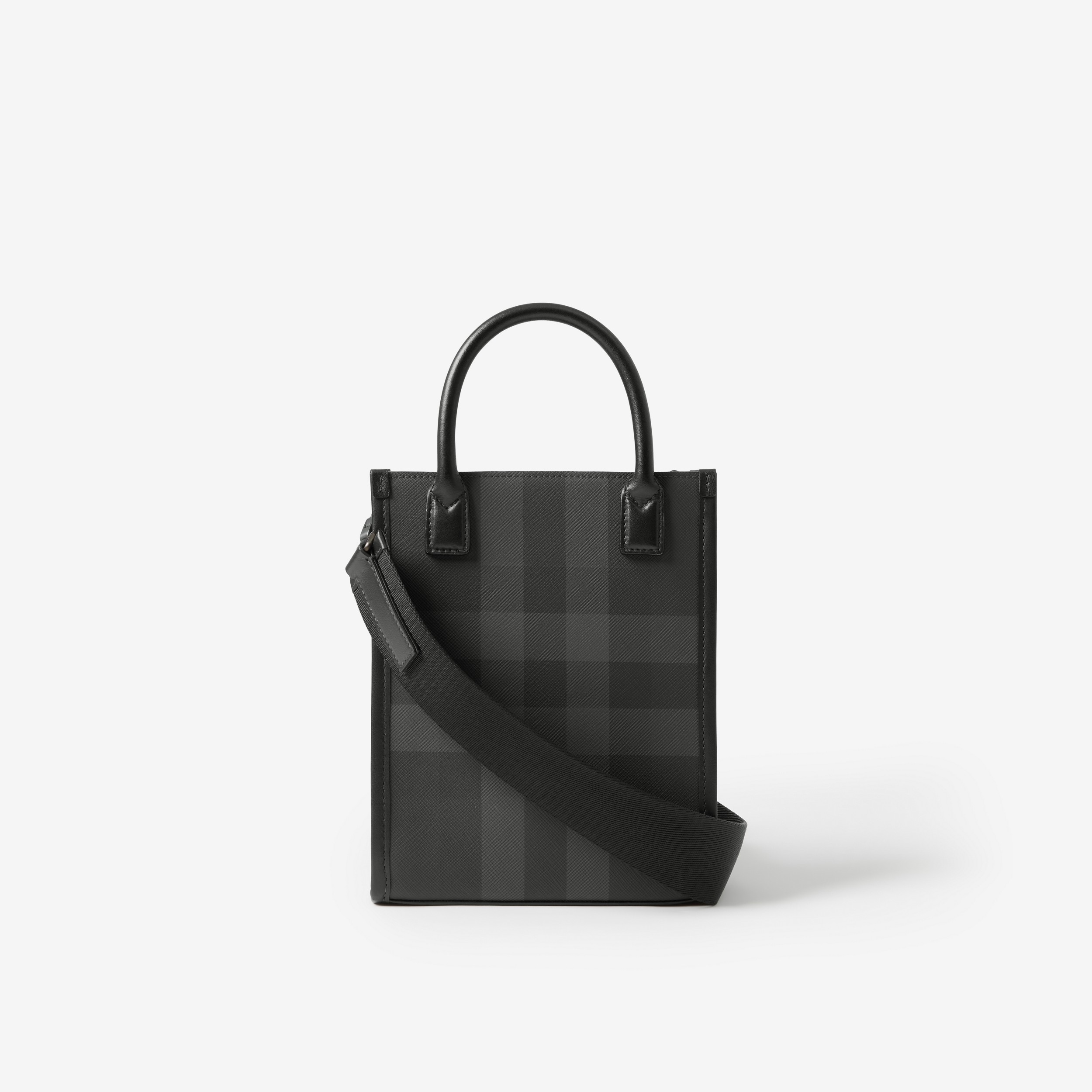 Charcoal Check and Leather Mini Denny Bag - Men | Burberry® Official - 3