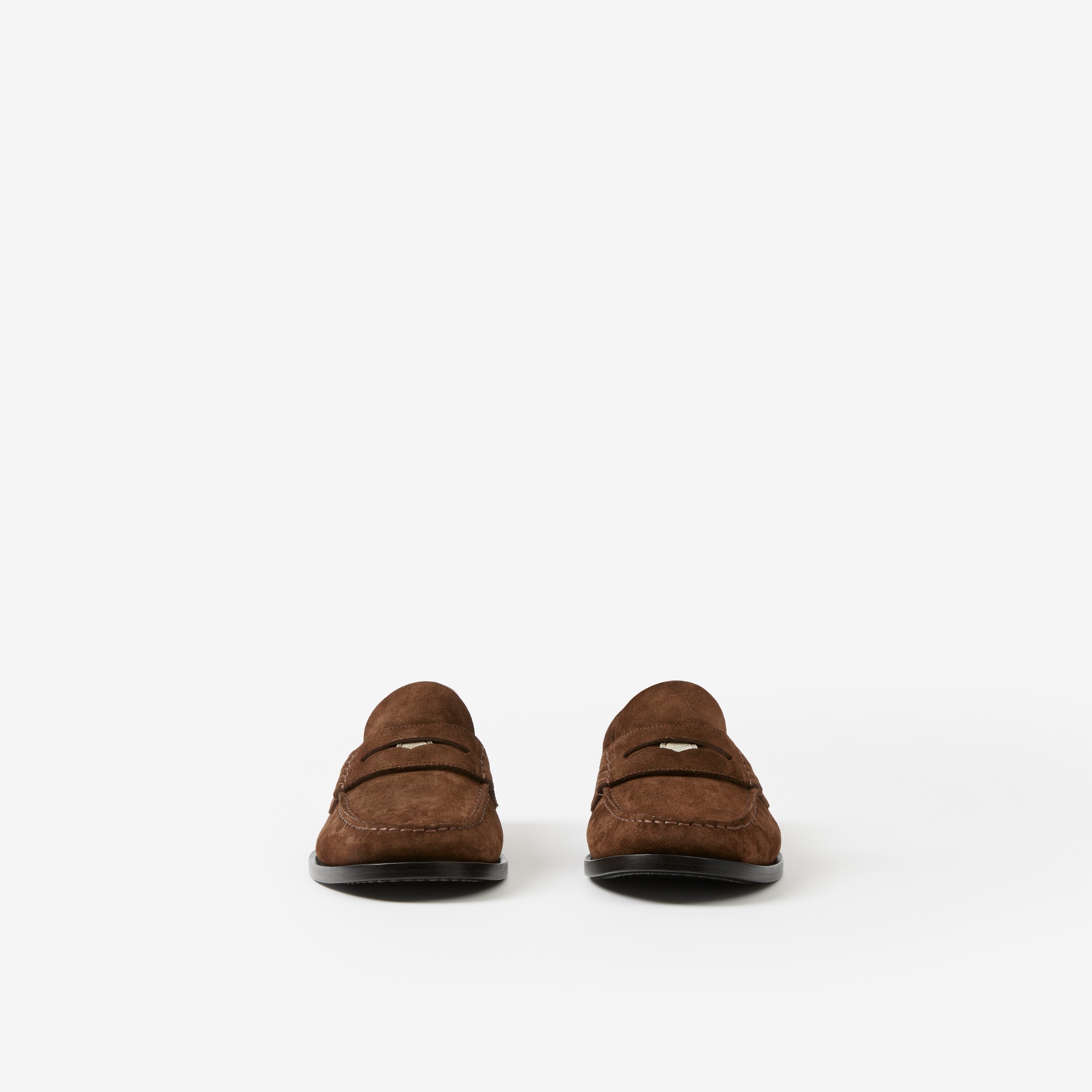 Coin Detail Suede Penny Loafers in Dark Brown - Men | Burberry® Official - 2