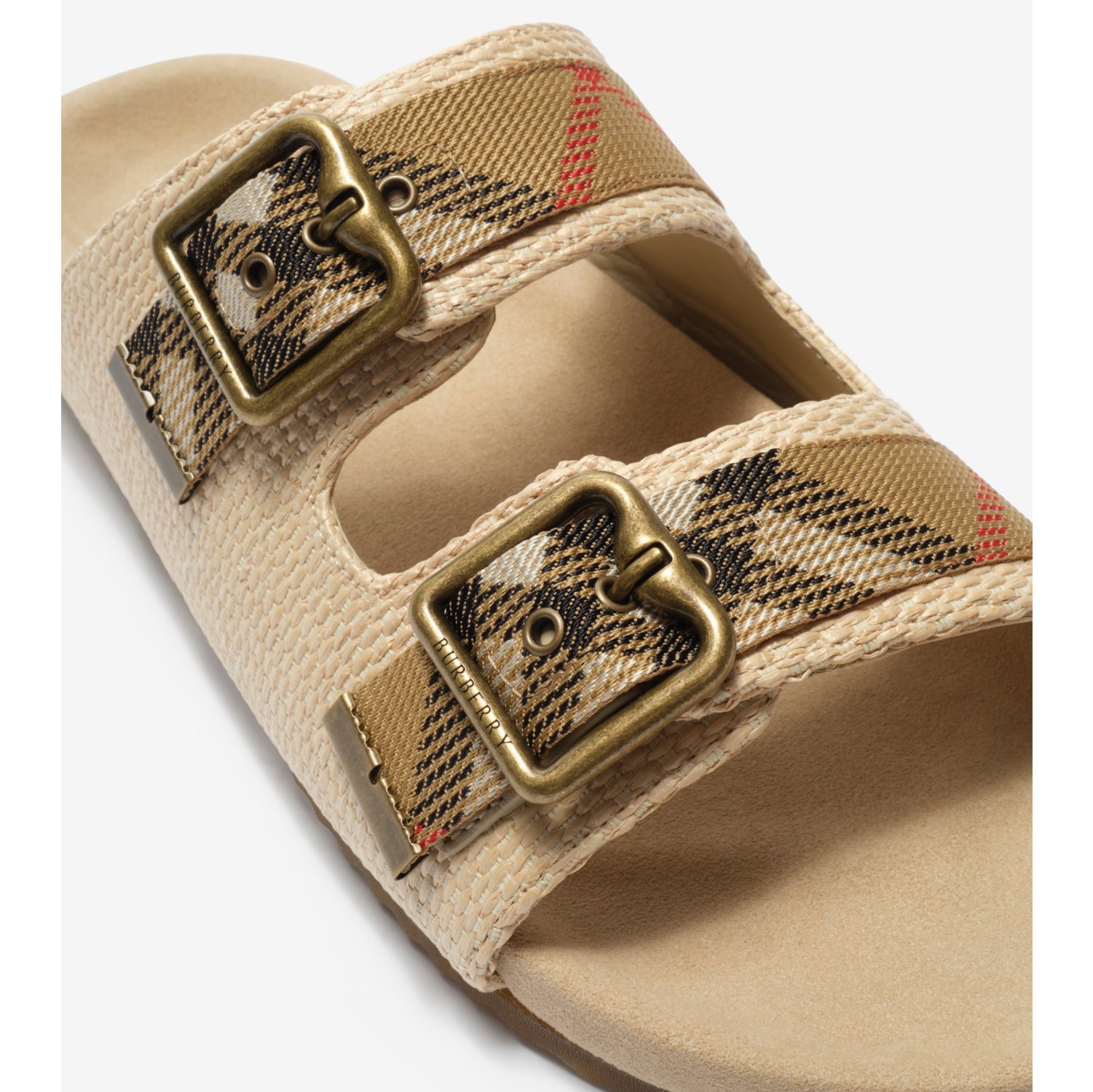 Raffia-effect Urchin Sandals in Reed beige - Women | Burberry® Official