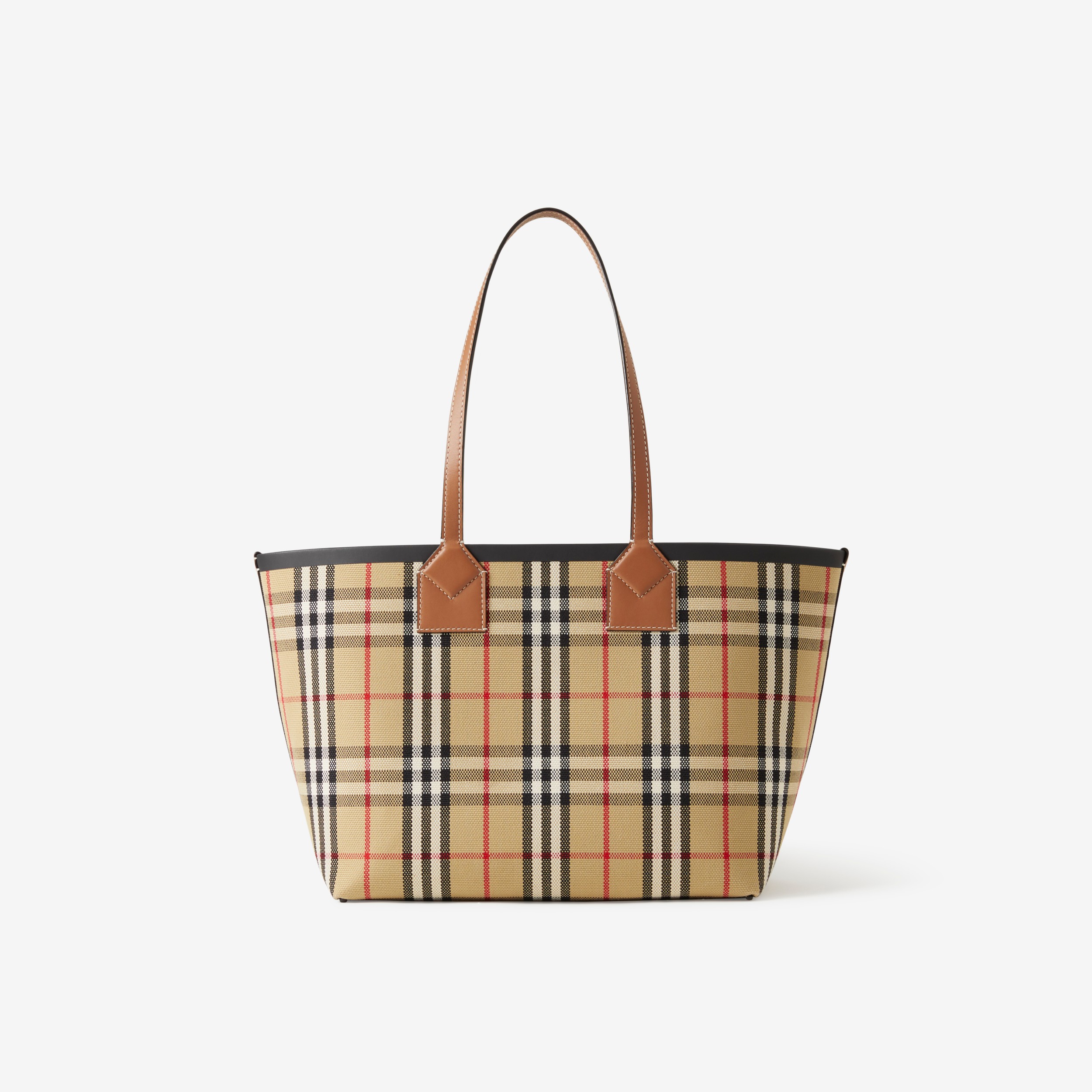 Check Cotton Small London Tote Bag in Briar Brown/black - Women | Burberry®  Official