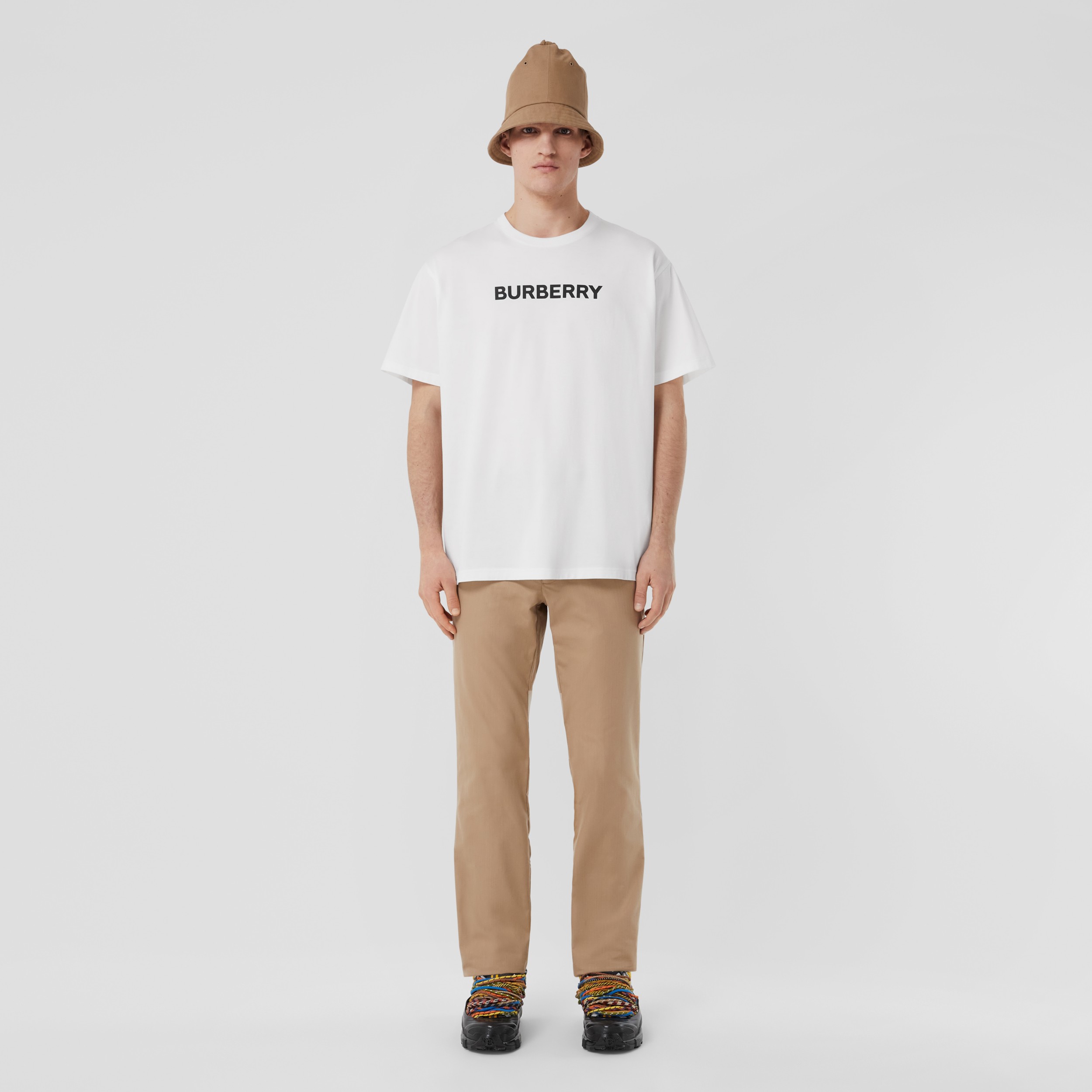 Logo Print Cotton T-shirt in White - Men | Burberry® Official