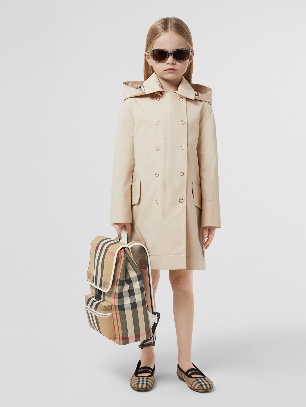 Detachable Hood Cotton Trench Coat in Soft Fawn