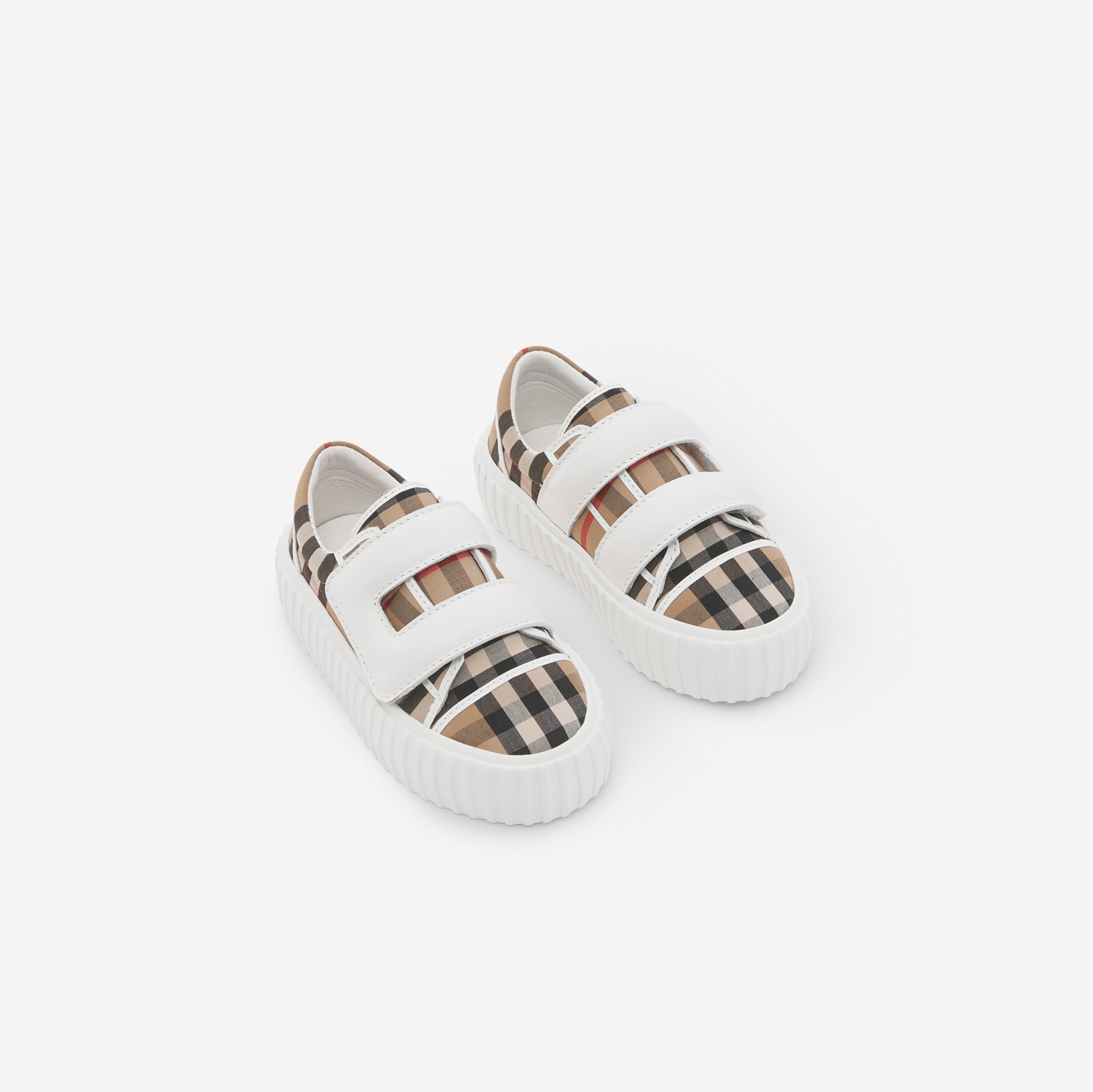 Vintage Check Cotton and Leather Sneakers in Archive Beige - Children | Burberry® Official
