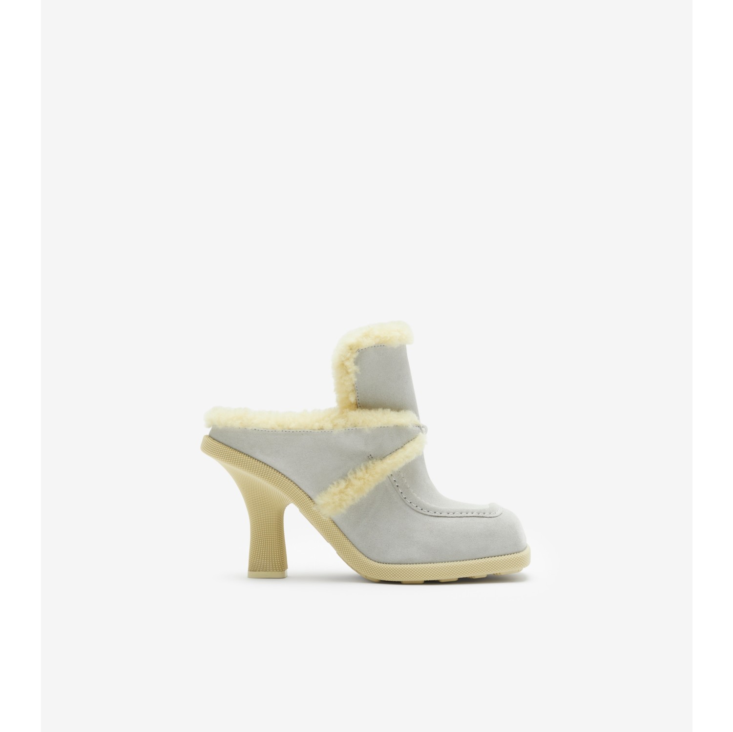 Suede and Shearling Highland Mules in Foam/butter - Women | Burberry ...