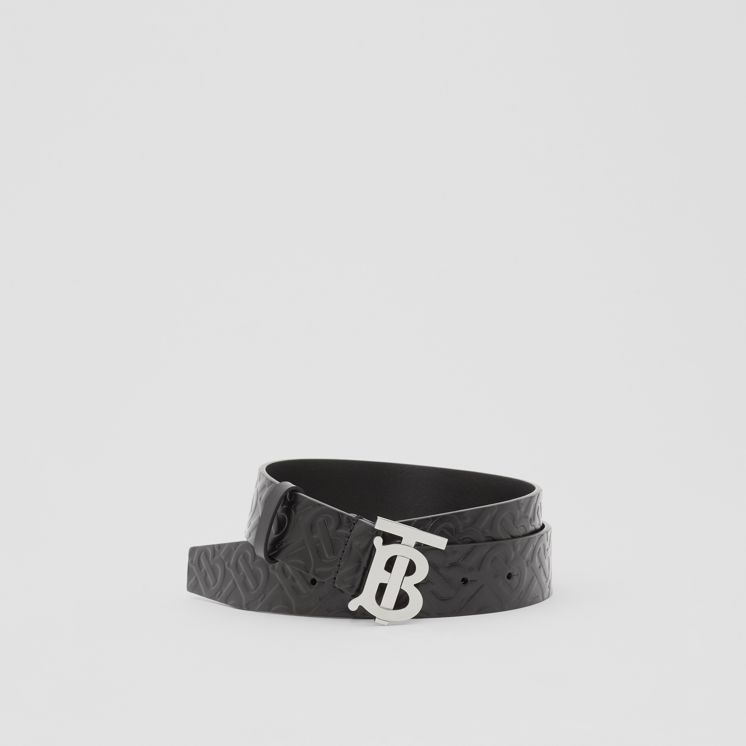 Monogram Motif Monogram Leather Belt in Black - Men | Burberry® Official - 1