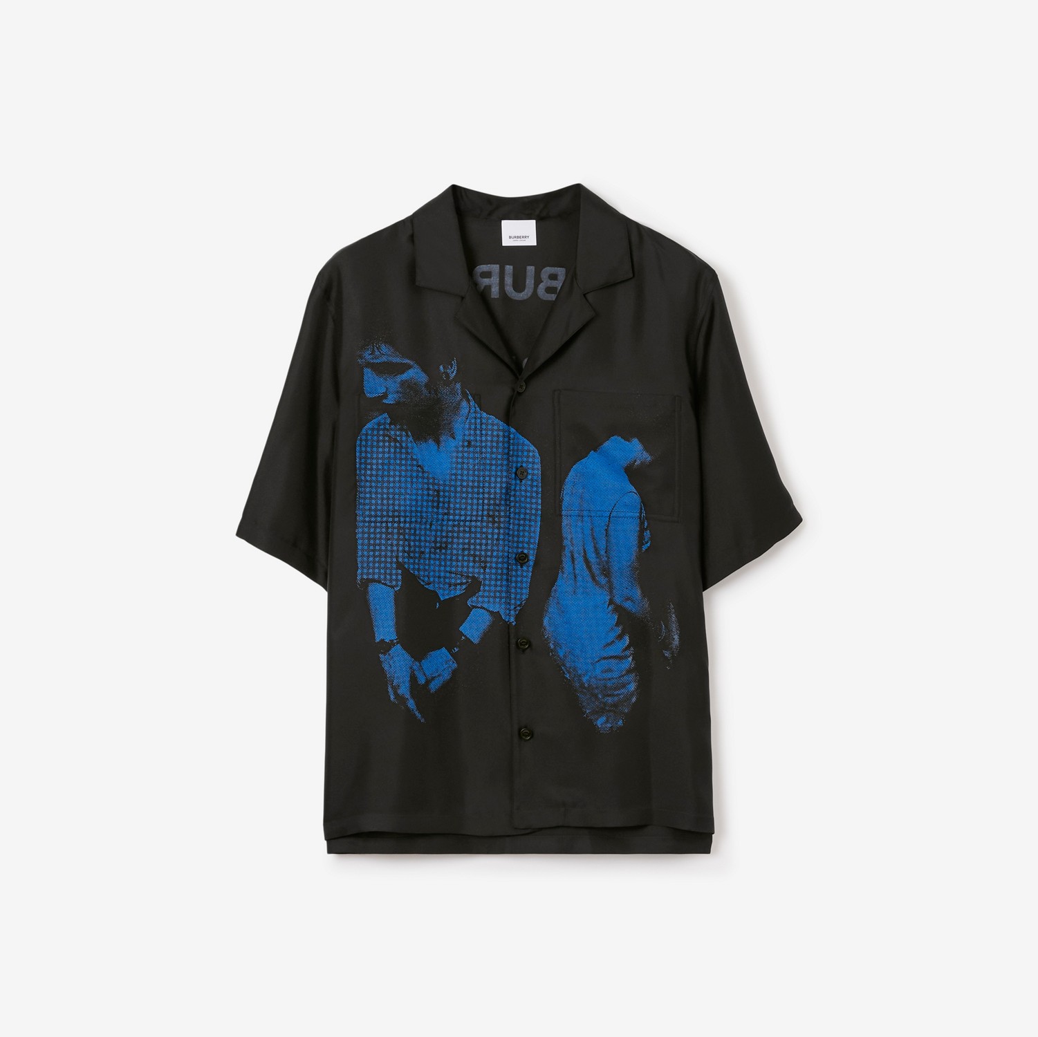 Camicia in seta con stampa Mod (Nero) - Uomo | Sito ufficiale Burberry®