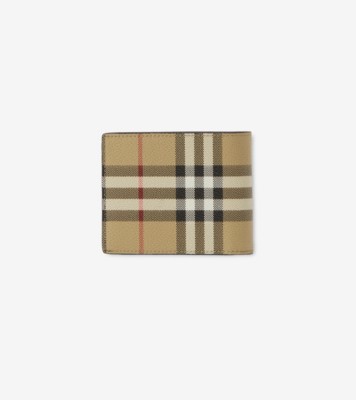 Check Slim Bifold Wallet in Archive beige Men Canvas Burberry Official