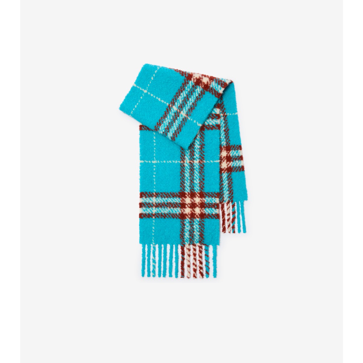  Check Alpaca Wool Blend Bouclé Scarf