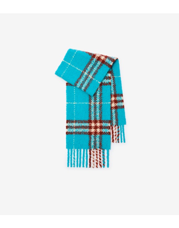 BURBERRY リバーシブル ロゴ アルパカウールブレンド スカーフ ブルー