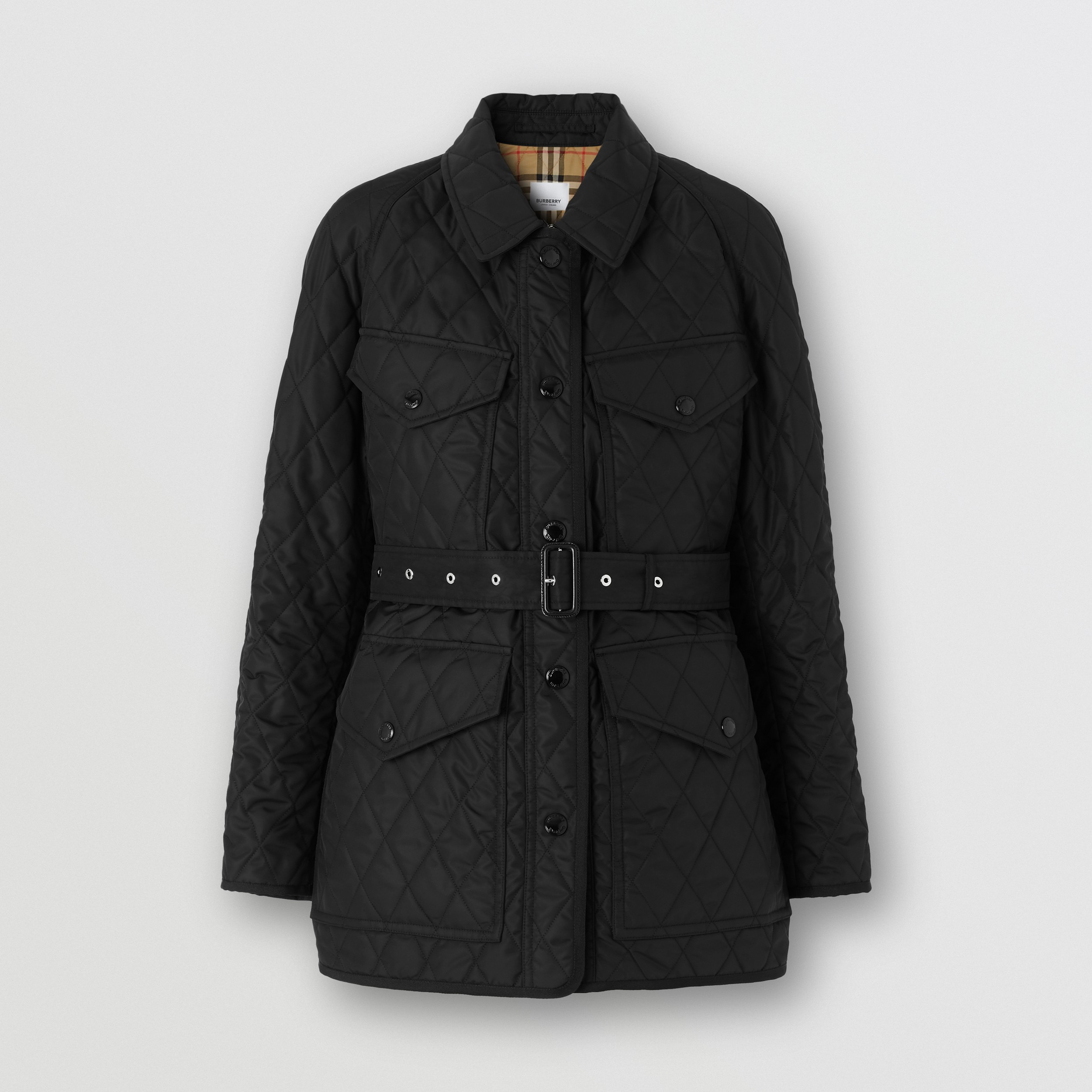 Diamond Quilted Nylon Canvas Field Jacket in Black - Women | Burberry® Official - 3