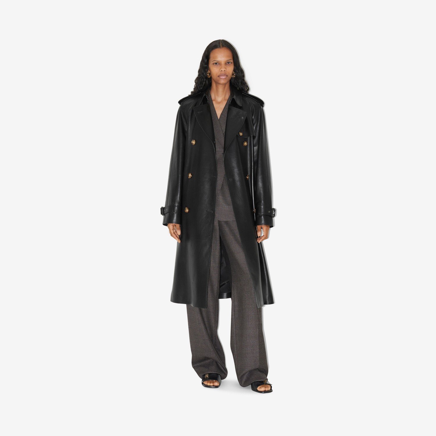 Leather Trench Coat in Black - Women | Burberry® Official