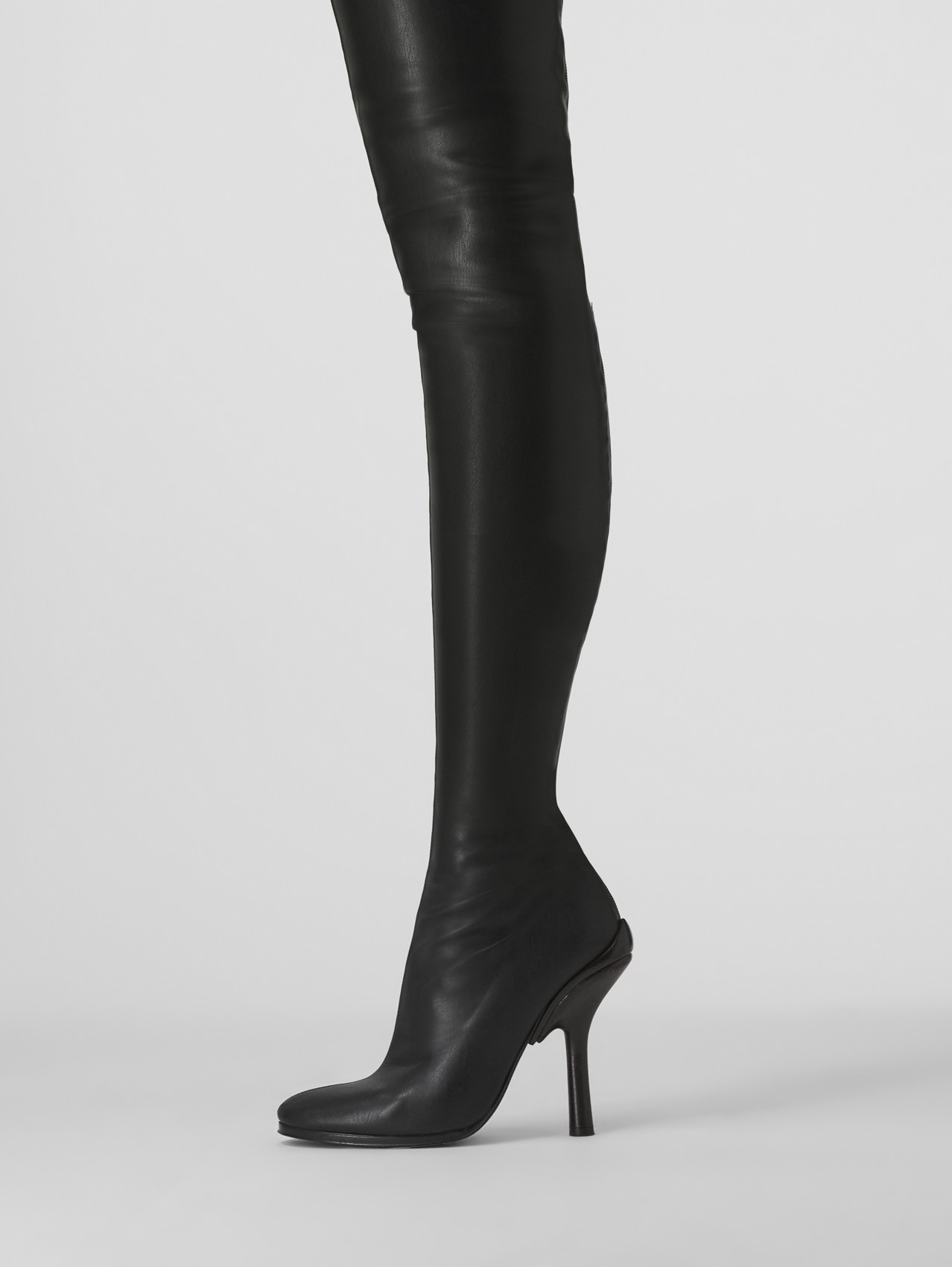 Faux Leather Over-the-knee Sock Boots in Black/chocolate