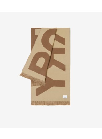 Logo Wool Jacquard Scarf in Birch brown | Burberry® Official