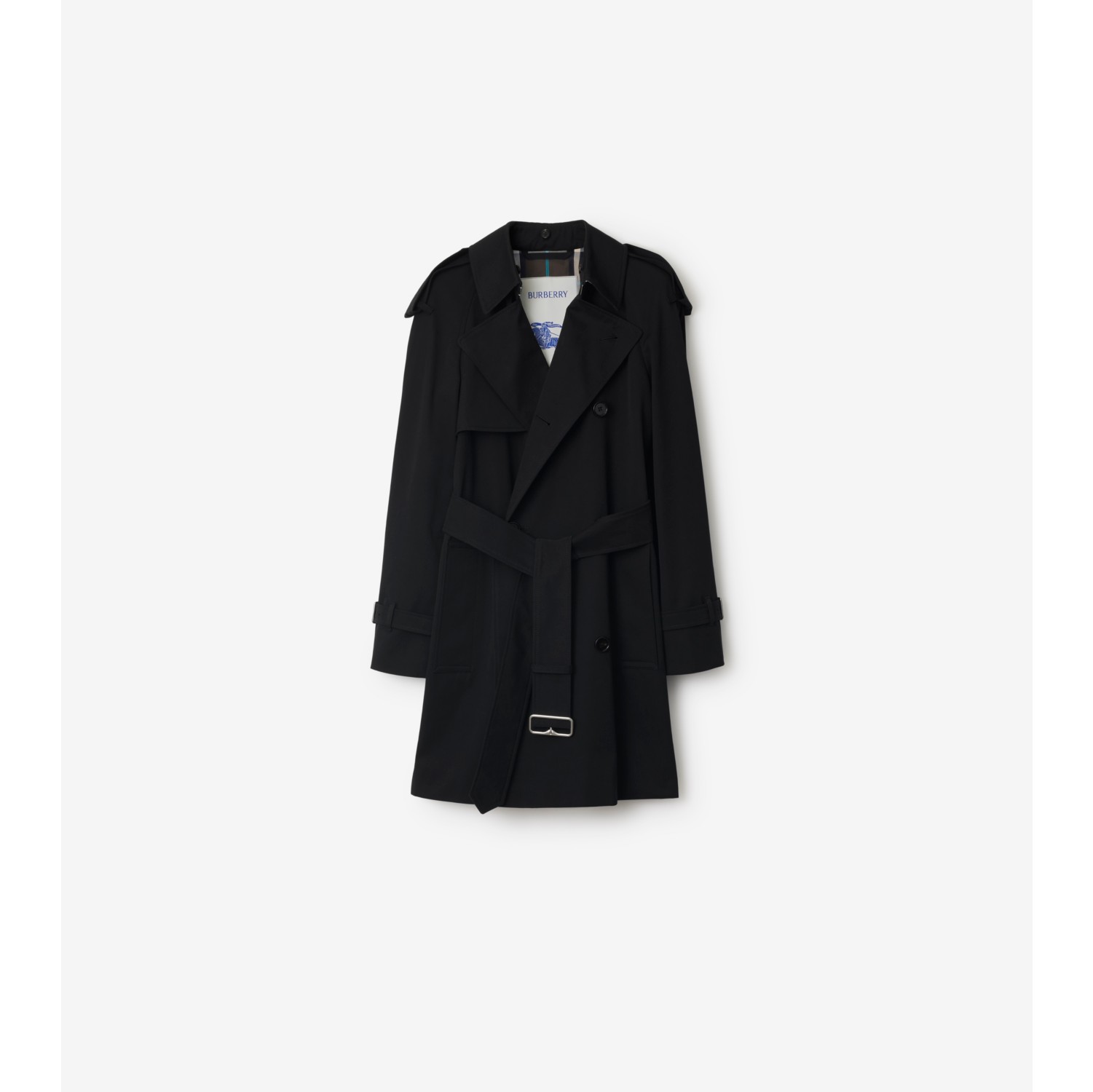 Short Detachable Collar Gabardine Trench Coat