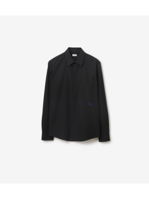 Shop Burberry Cotton Formal Shirt In Black