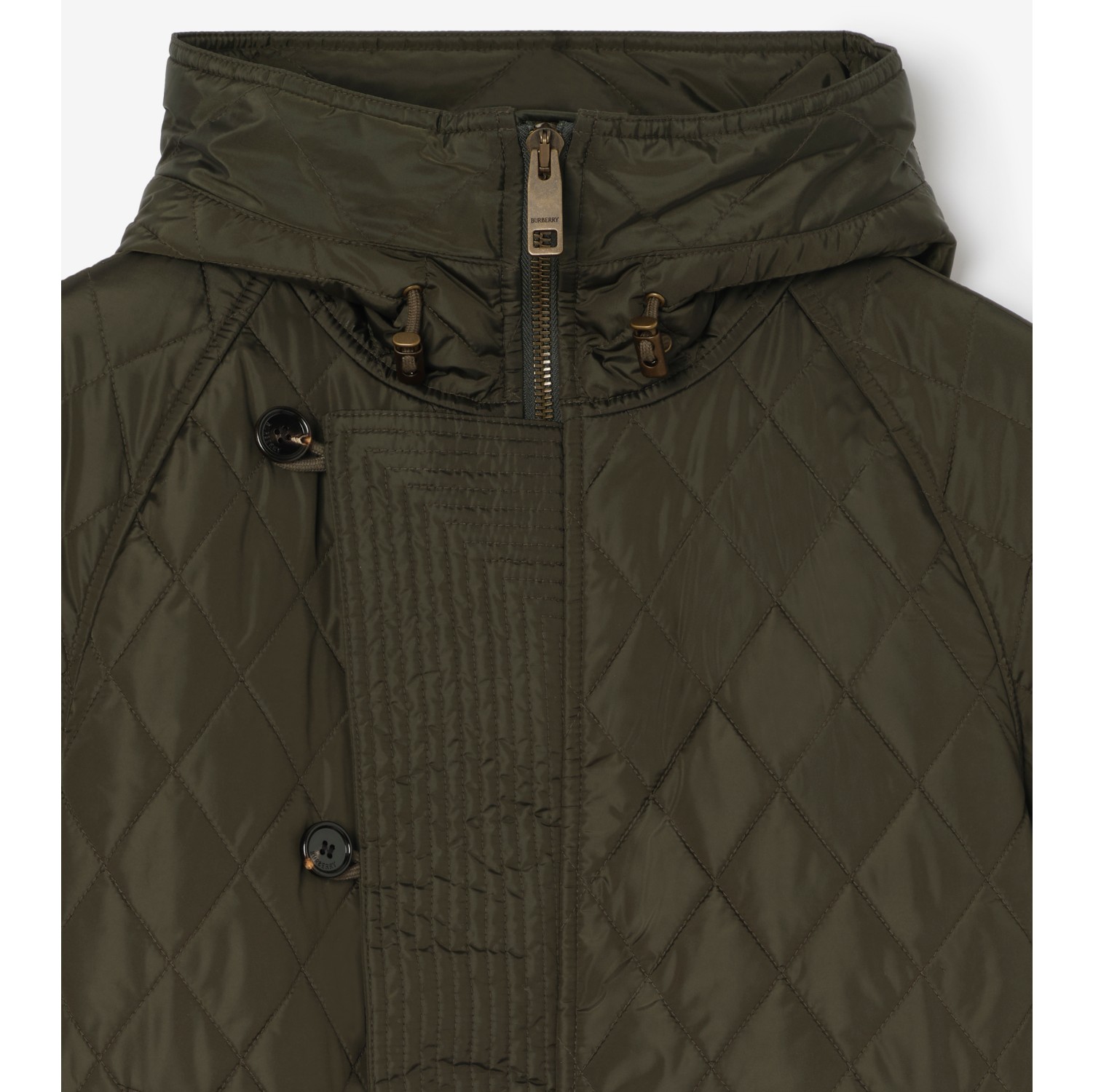 Hooded Quilted Nylon Bomber Jacket in Shale green - Men | Burberry® Official