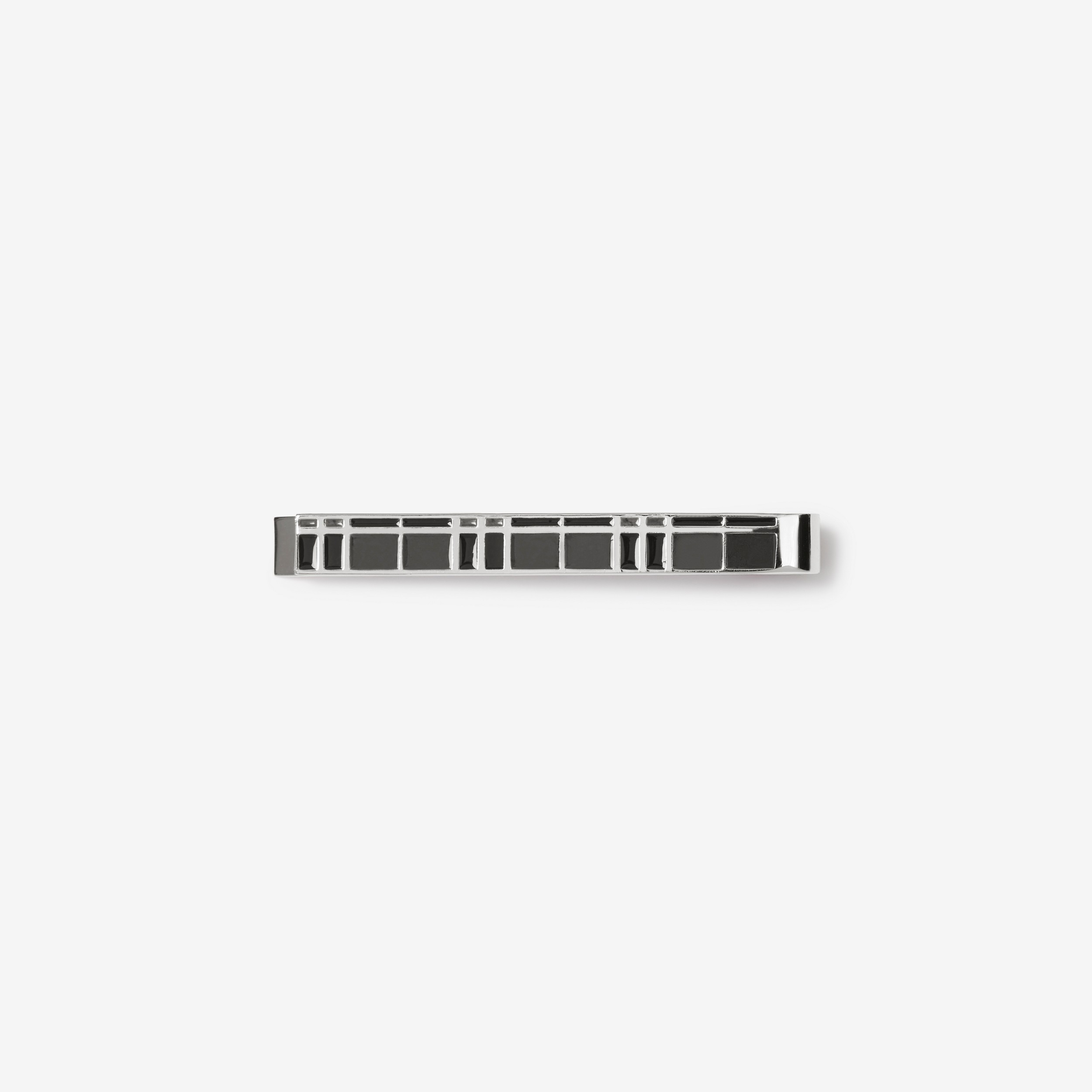 Check Detail Palladium-plated Tie Bar in Charcoal - Men | Burberry® Official - 1
