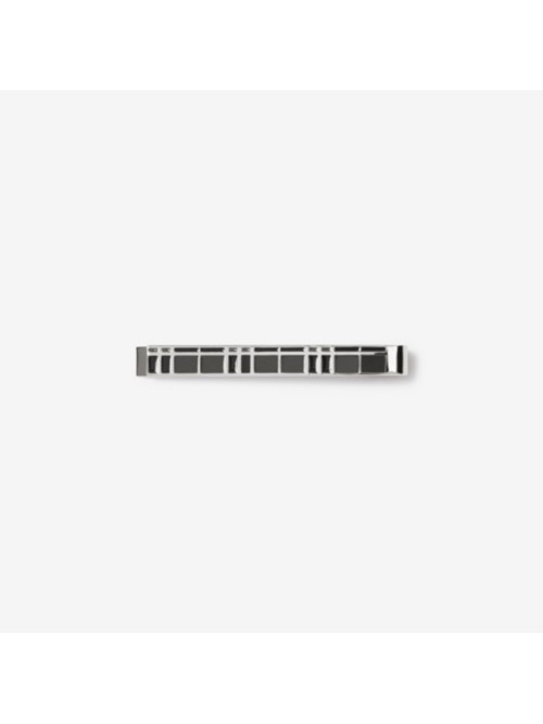 Burberry Check Detail Palladium-plated Tie Bar In Charcoal