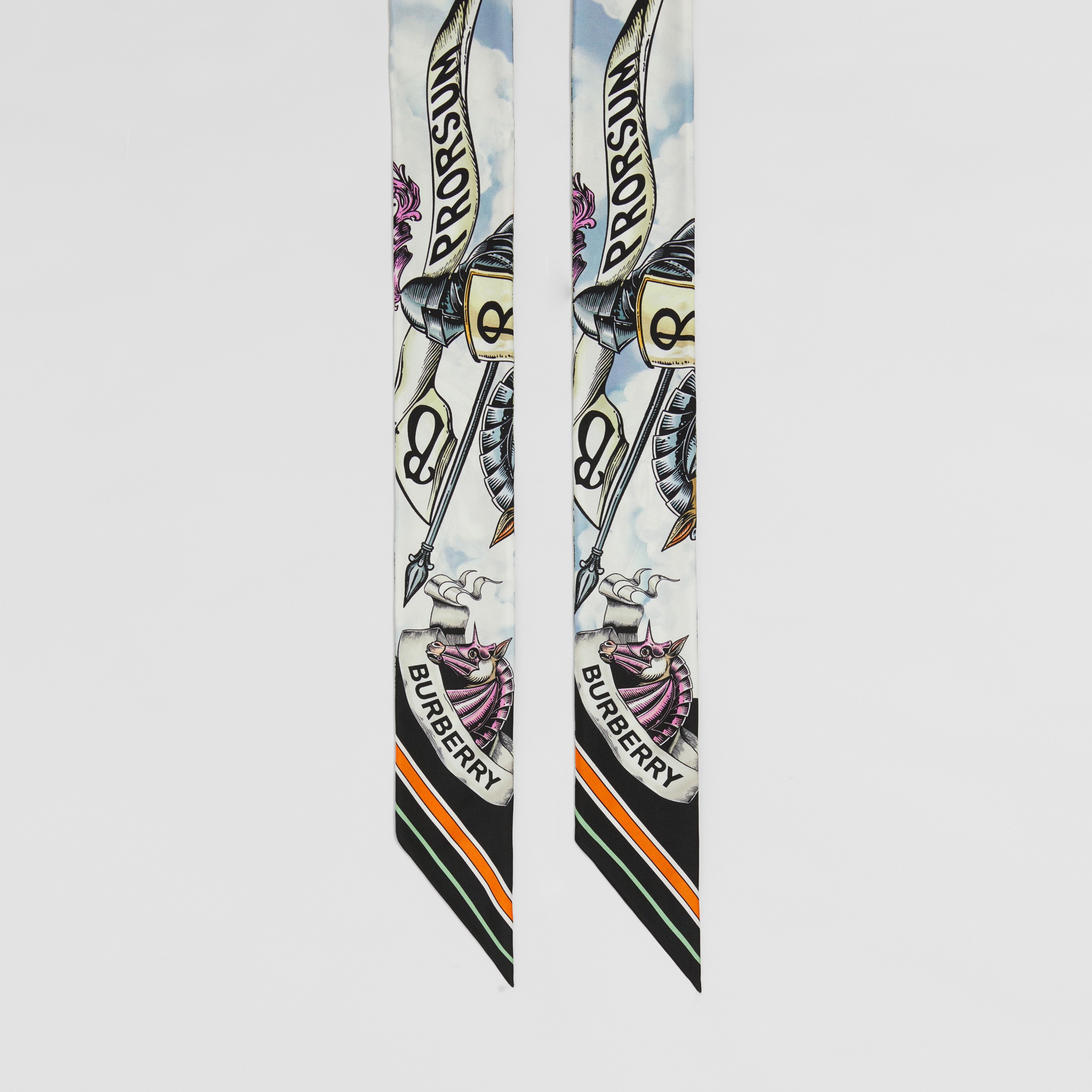 EKD and Monogram Print Silk Skinny Scarf in Multicolour - Women | Burberry® Official - 4