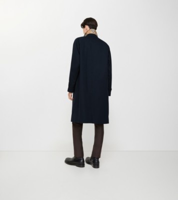 Long Camden Heritage Car Coat in Coal blue - Men, Cotton Gabardine