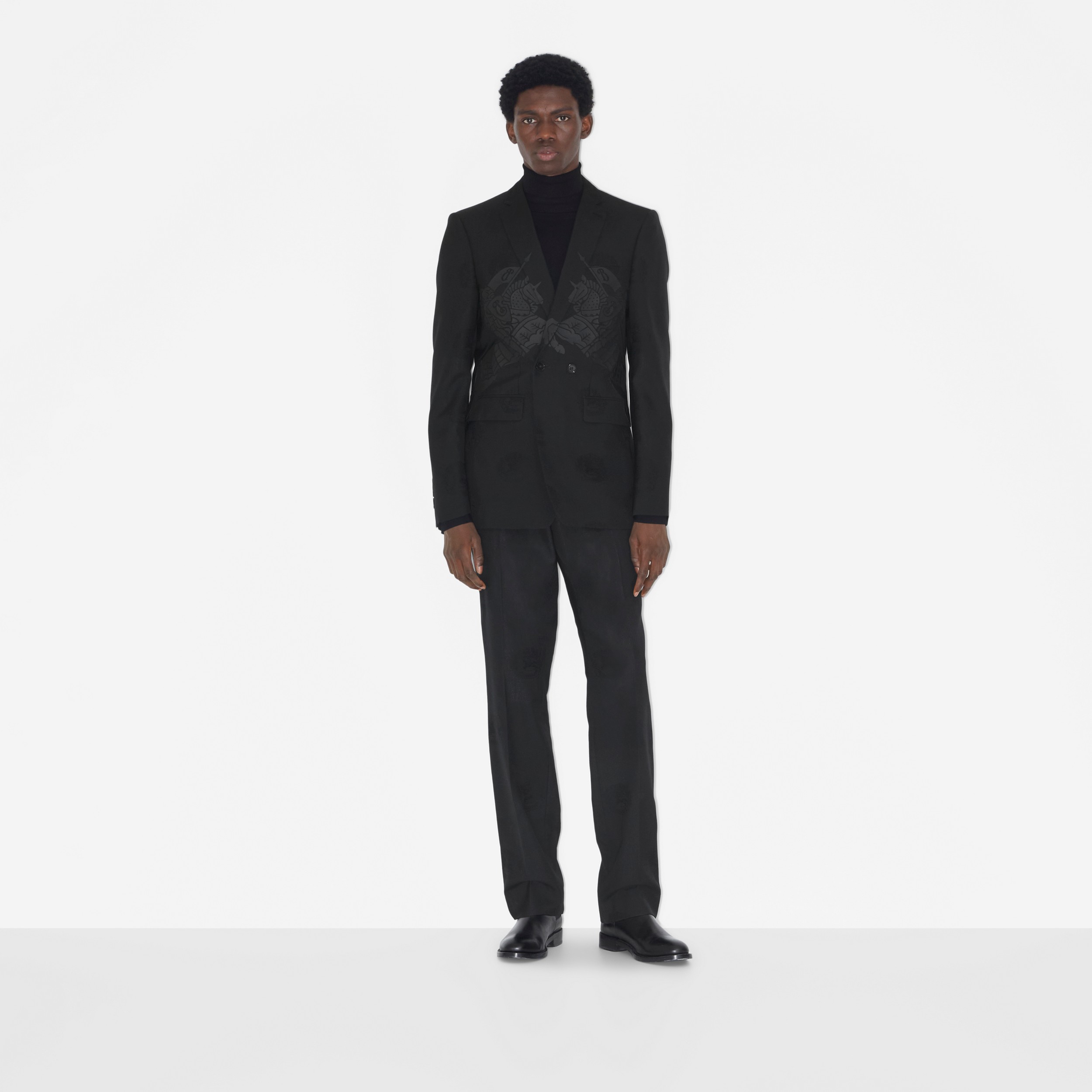 Veste de costume en laine et coton avec emblème du Cavalier (Noir) - Homme | Site officiel Burberry® - 2