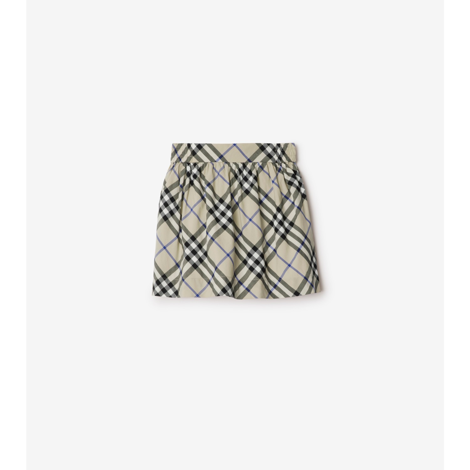 Check Cotton Skirt in Lichen Burberry Official