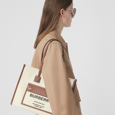 Small Two-tone Canvas and Leather Freya Tote in Natural/tan - Women |  Burberry® Official